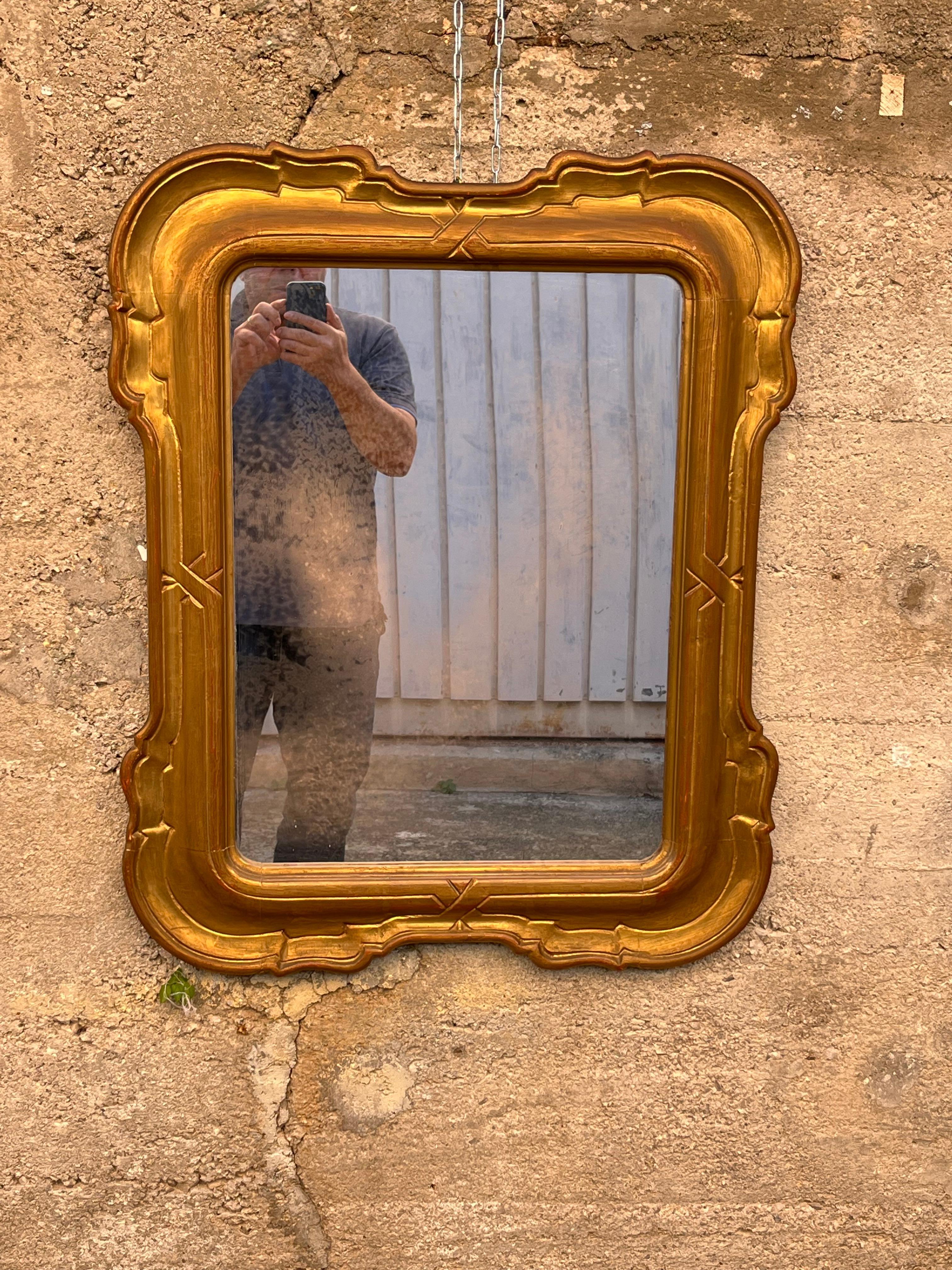 French Giltwood Wall Mirror 1950s For Sale 4