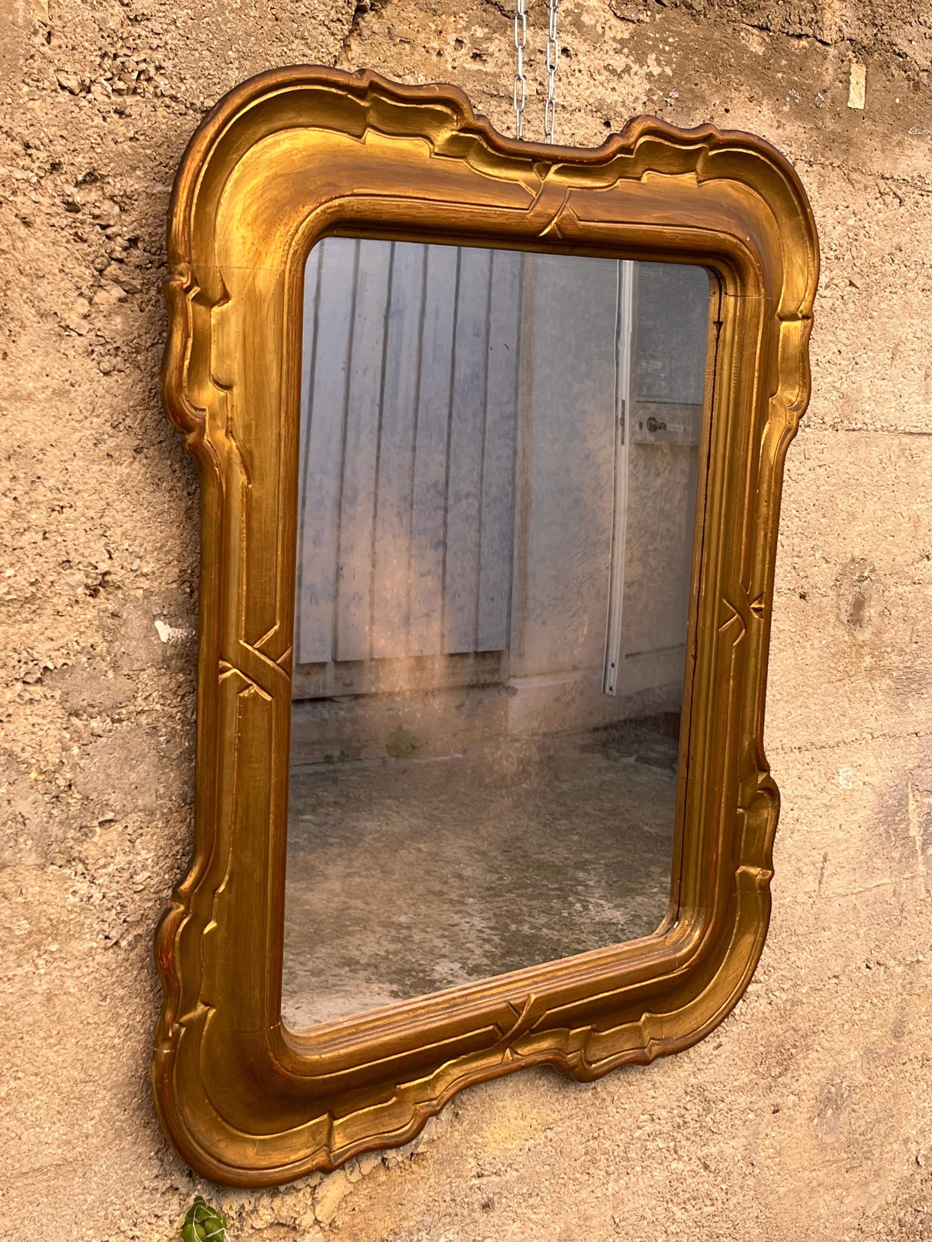 French Giltwood Wall Mirror 1950s For Sale 5