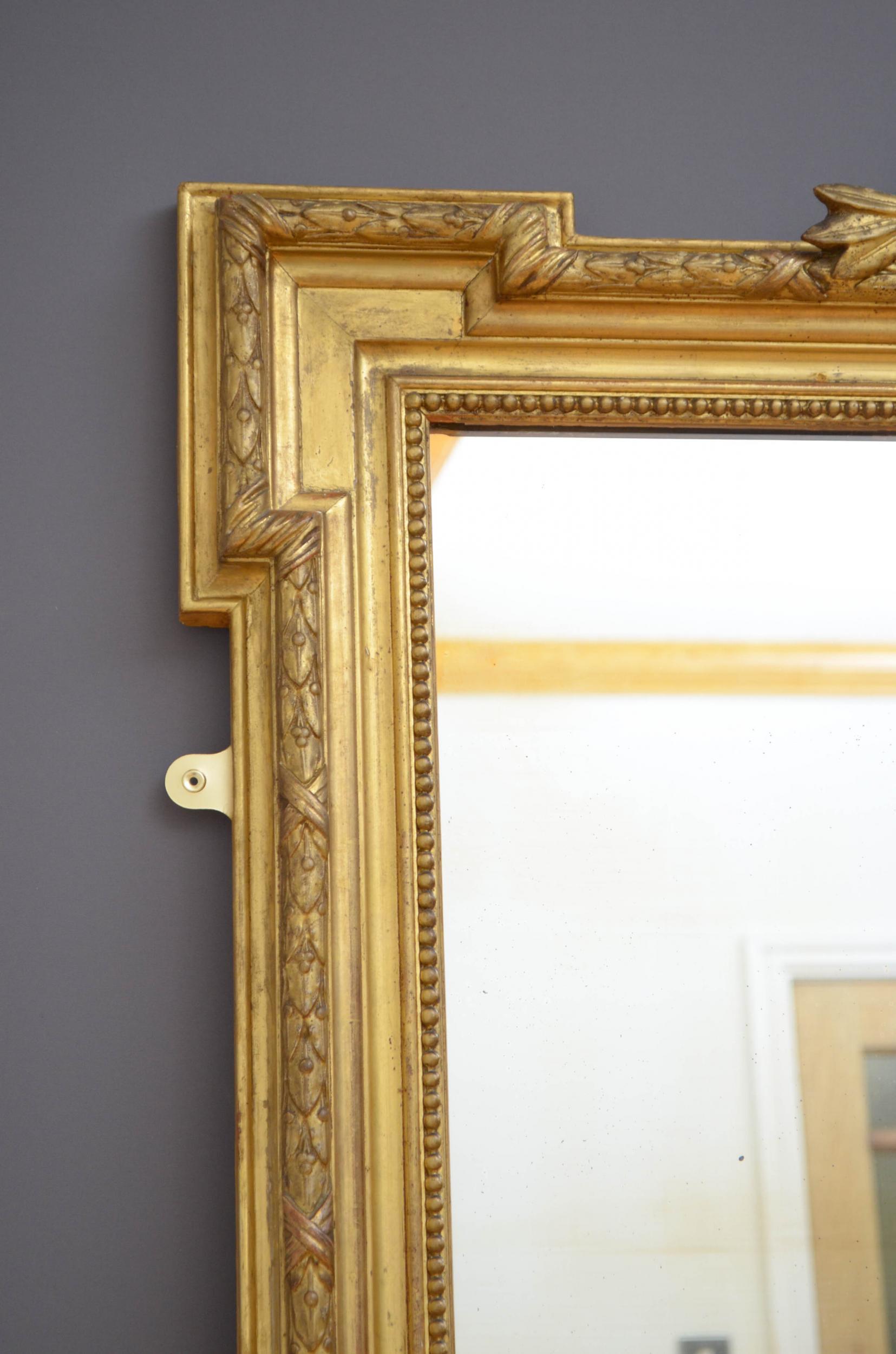 French Giltwood Wall Mirror In Good Condition In Whaley Bridge, GB