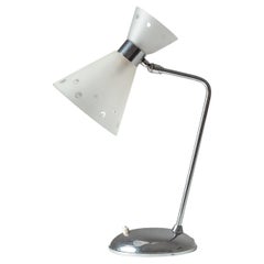 French Glass And Chrome Desk Lamp, 1950s