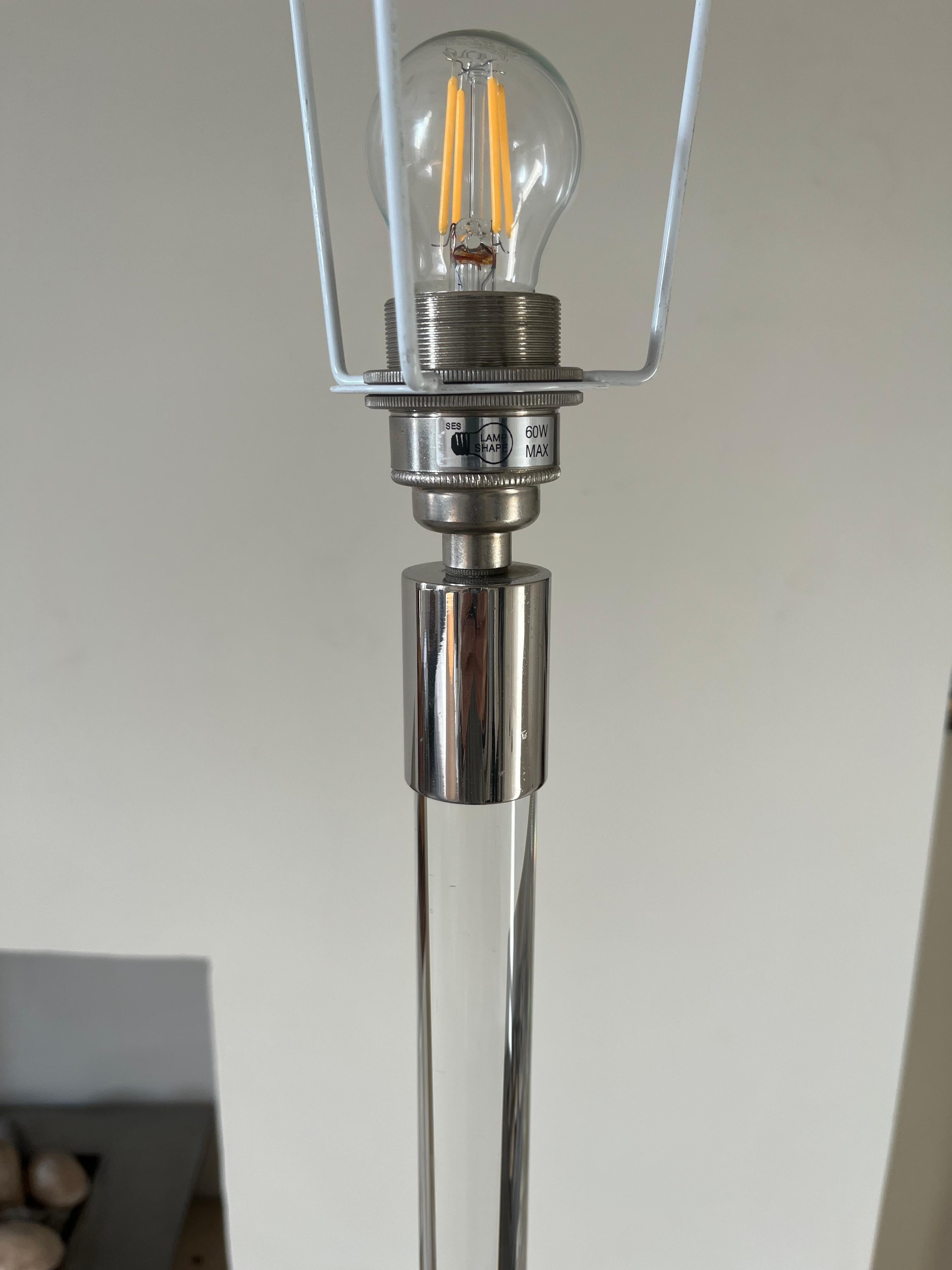 French glass and nickle floor lamp after a design by Jean-Michel Frank In Good Condition For Sale In London, GB
