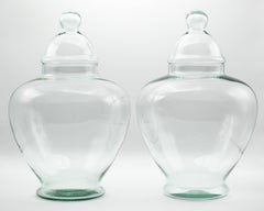 French Glass Apothecary Jars, a Pair