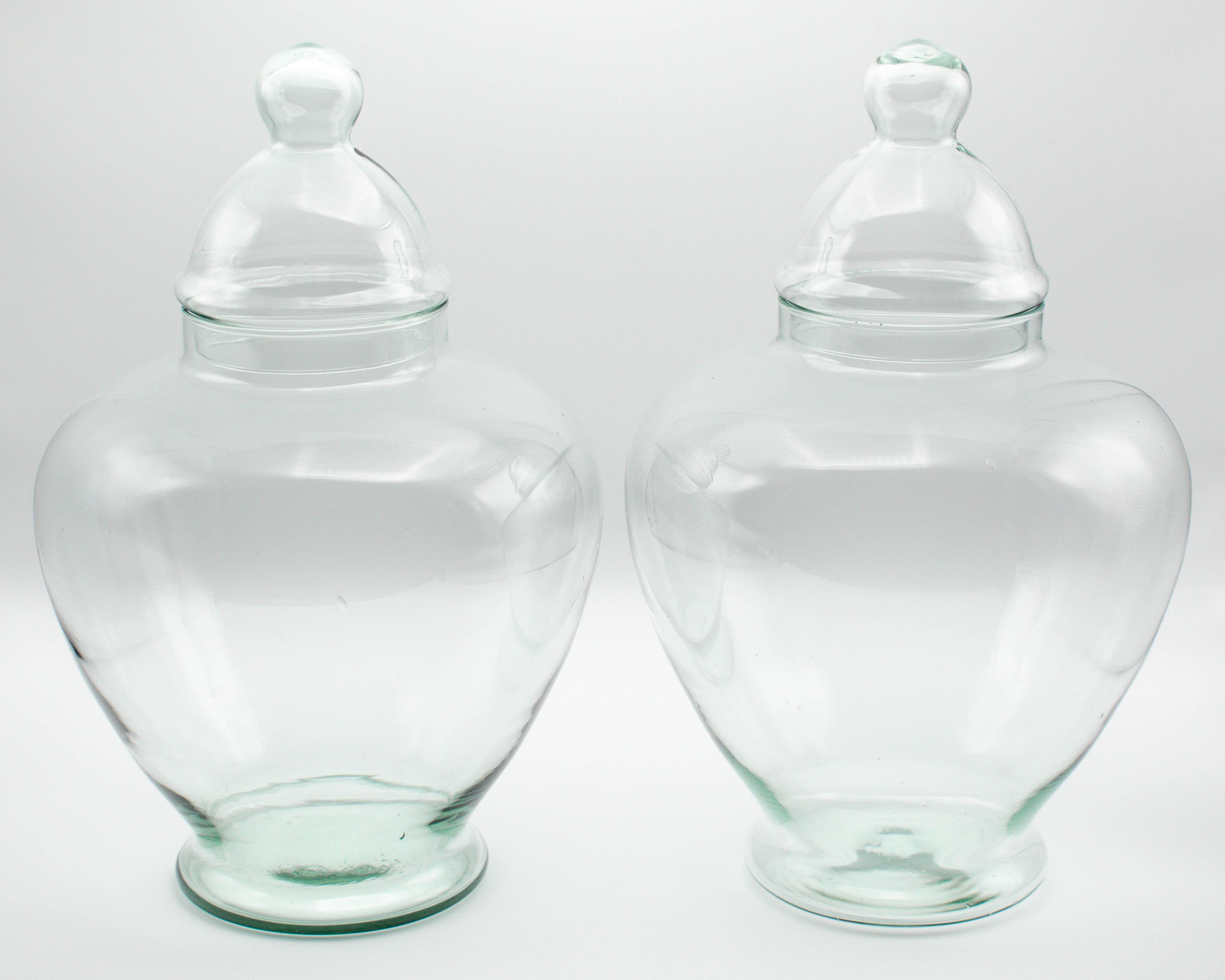 Französische Glas-Apotheker-Gläser, ein Paar (Moderne der Mitte des Jahrhunderts) im Angebot