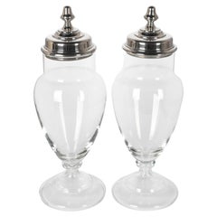 French Glass Apothecary Jars, a Pair