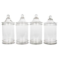 Französische Glas-Apothekengläser oder Kanister