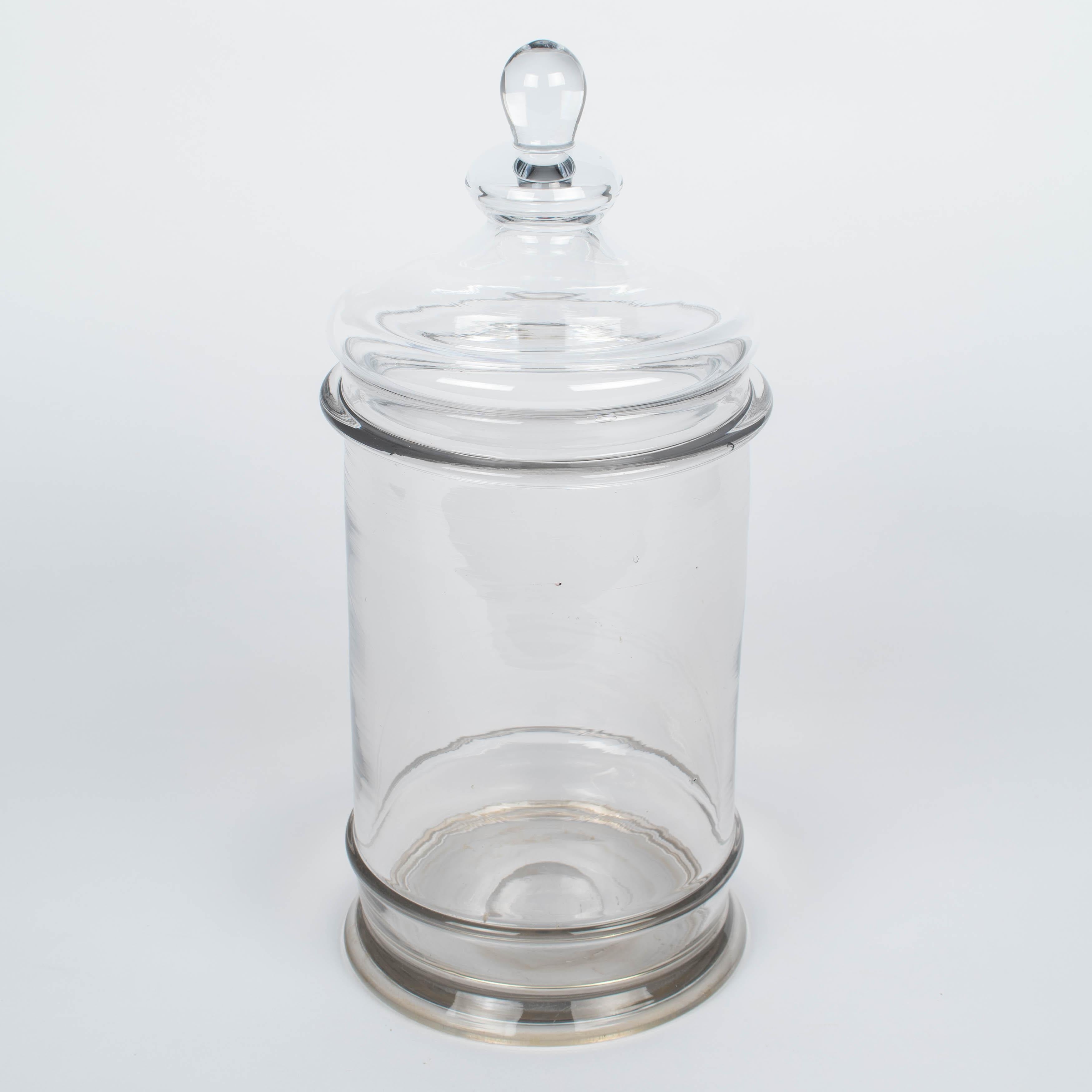 Französische Glasapothekengläser oder Kanister Satz von 3 (Geblasenes Glas) im Angebot