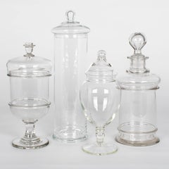 French Glass Apothecary Jars or Canisters Set of 4