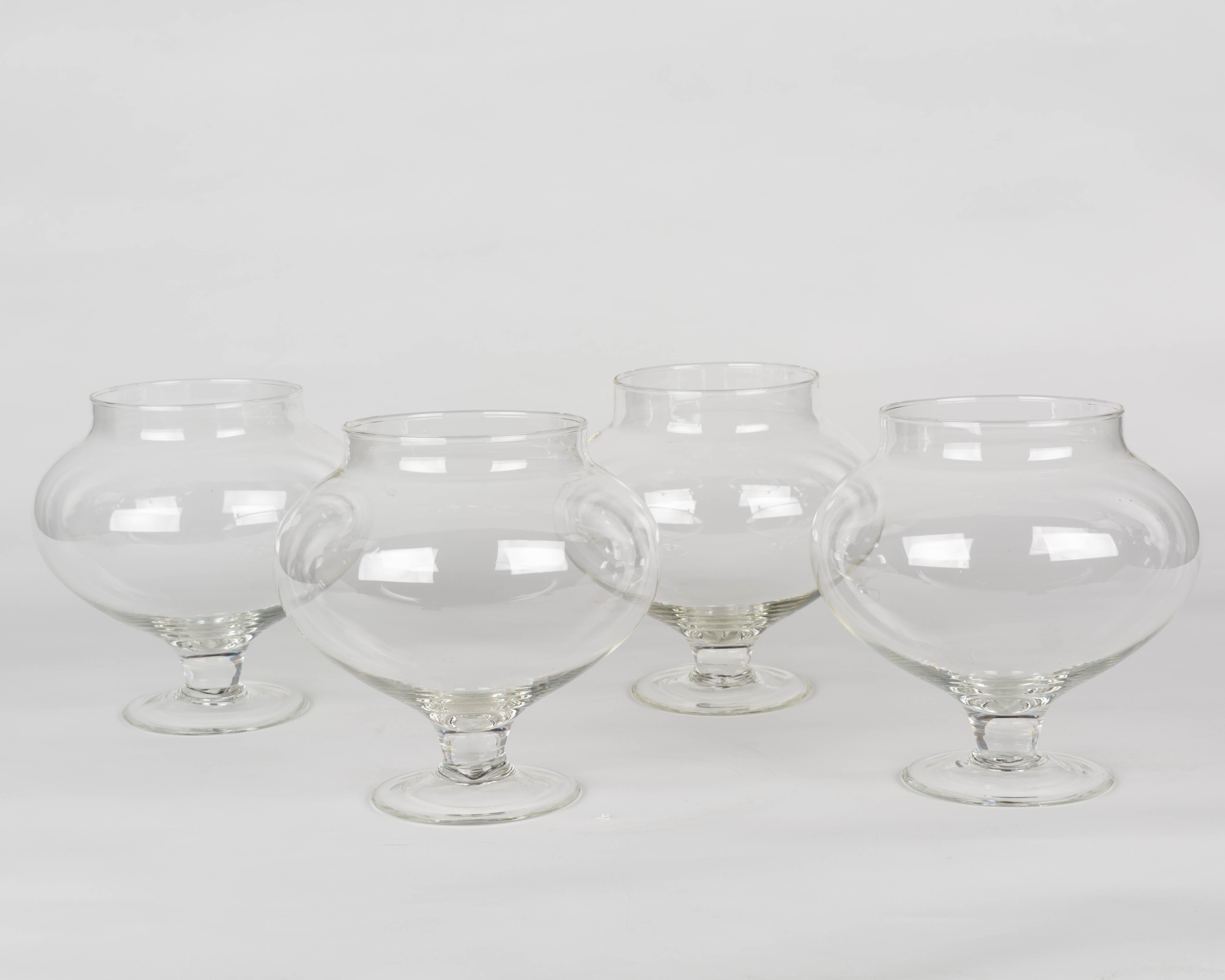 Mid-Century Modern French Glass Apothecary Jars, Set of 4 For Sale