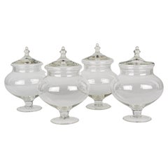 French Glass Apothecary Jars, Set of 4