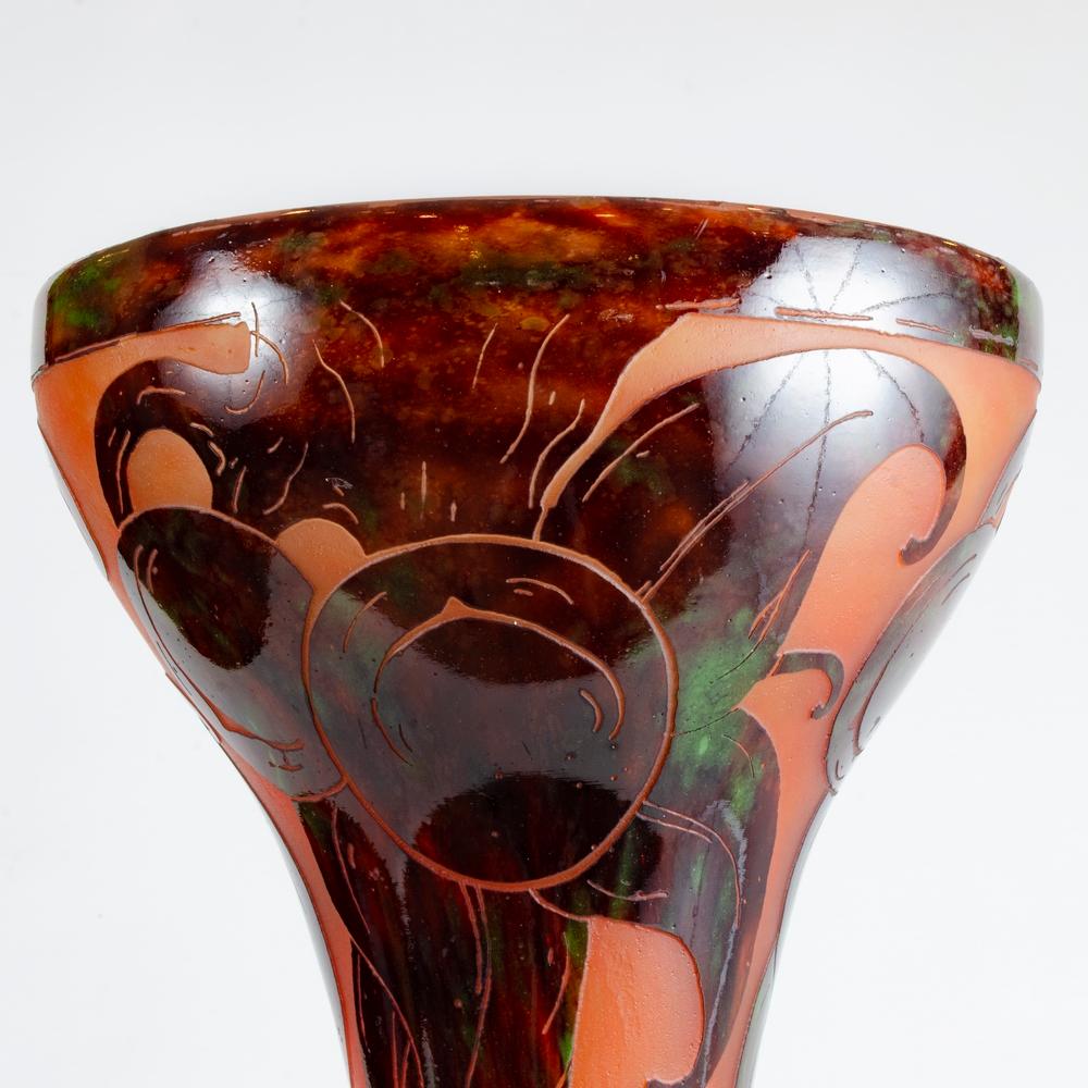 Art Nouveau French Glass Art Deco Vase, circa 1920