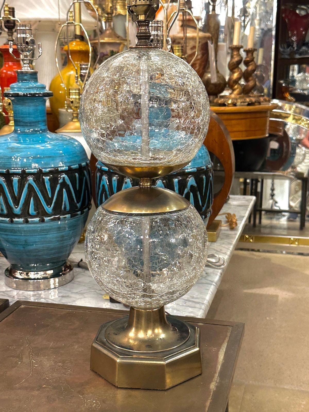 French Glass Ball Lamp In Good Condition For Sale In New York, NY