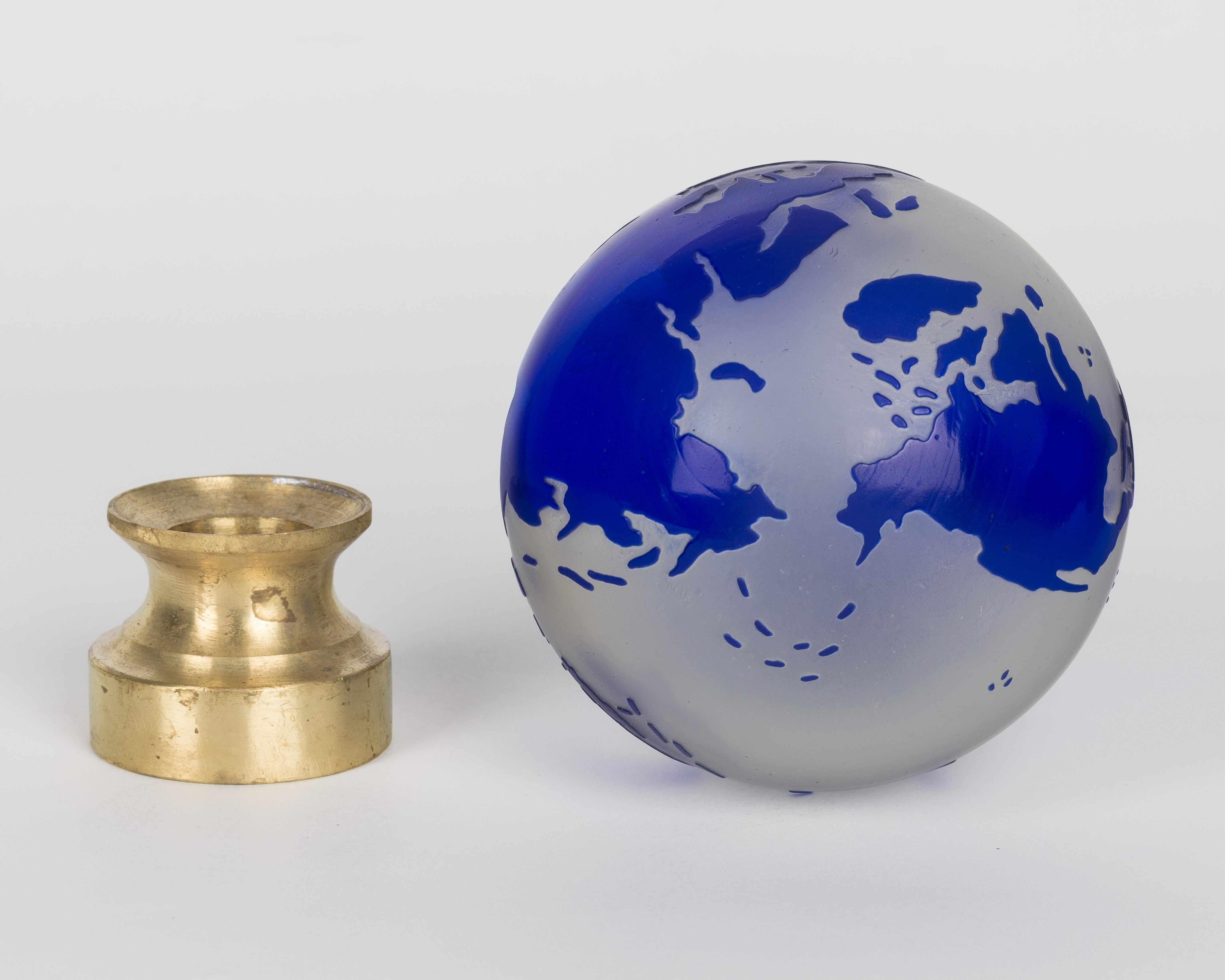 Brass French Glass Boule d'Escalier Globe
