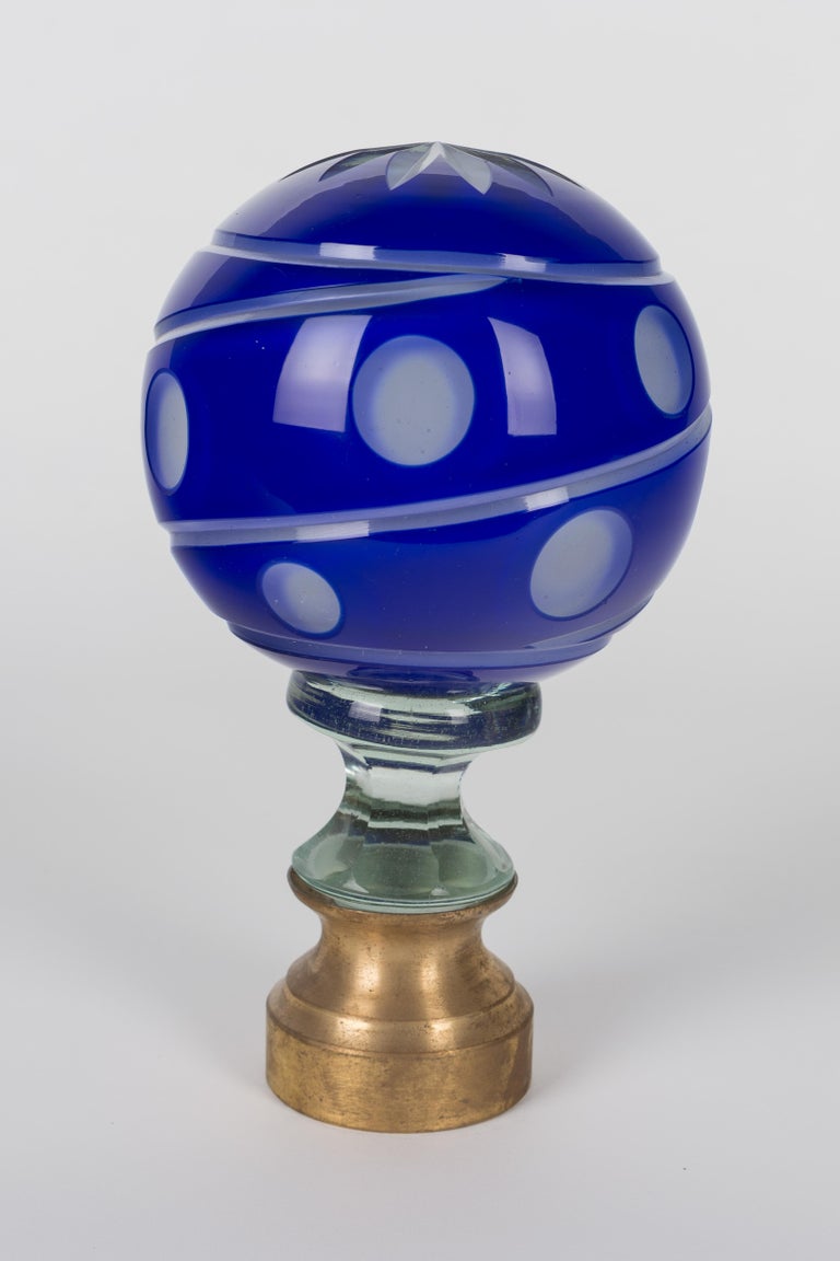 French Glass Boule d'Escalier or Newel Post Finial at 1stDibs