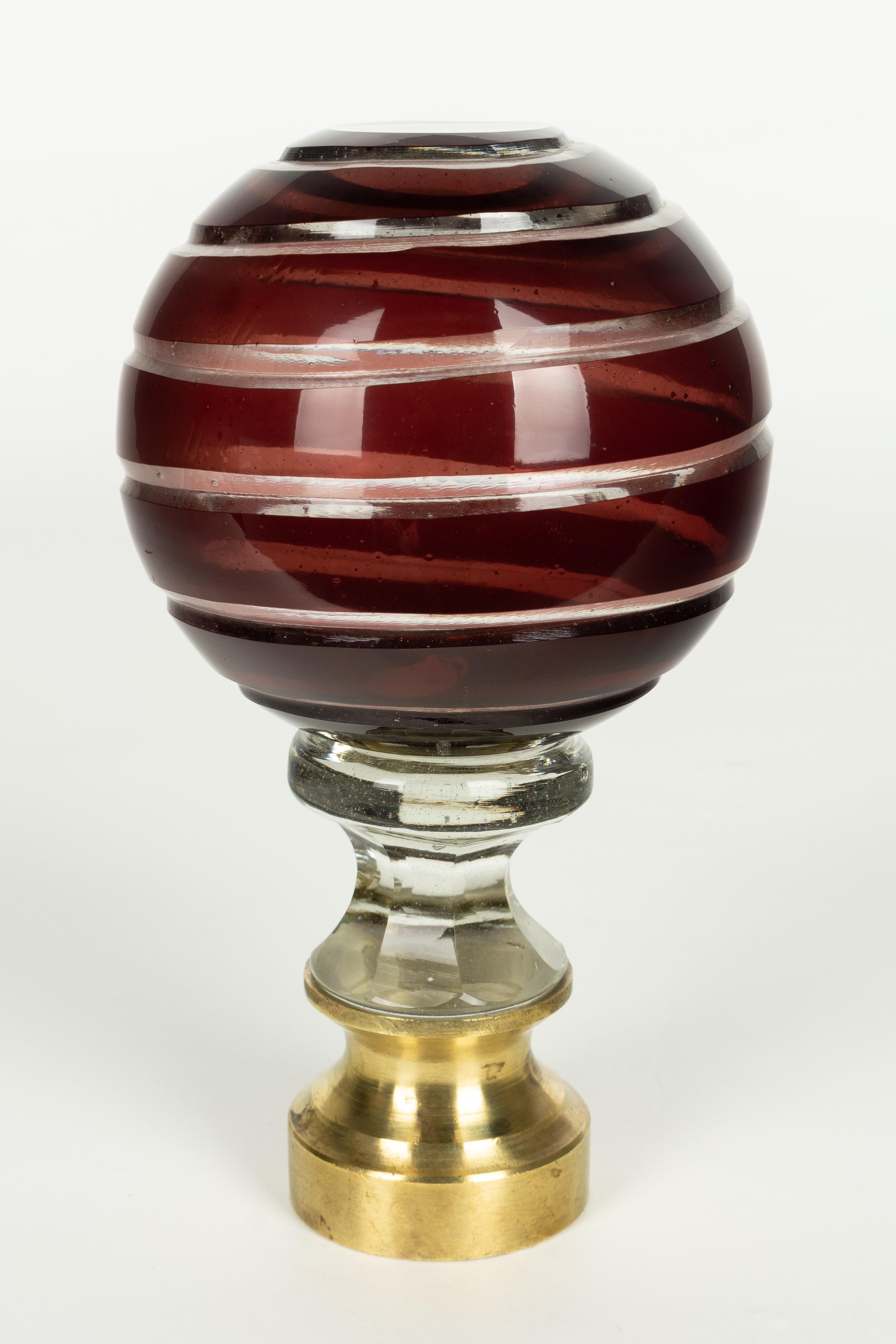 Cast French Glass Boule d'Escalier or Newel Post Finial