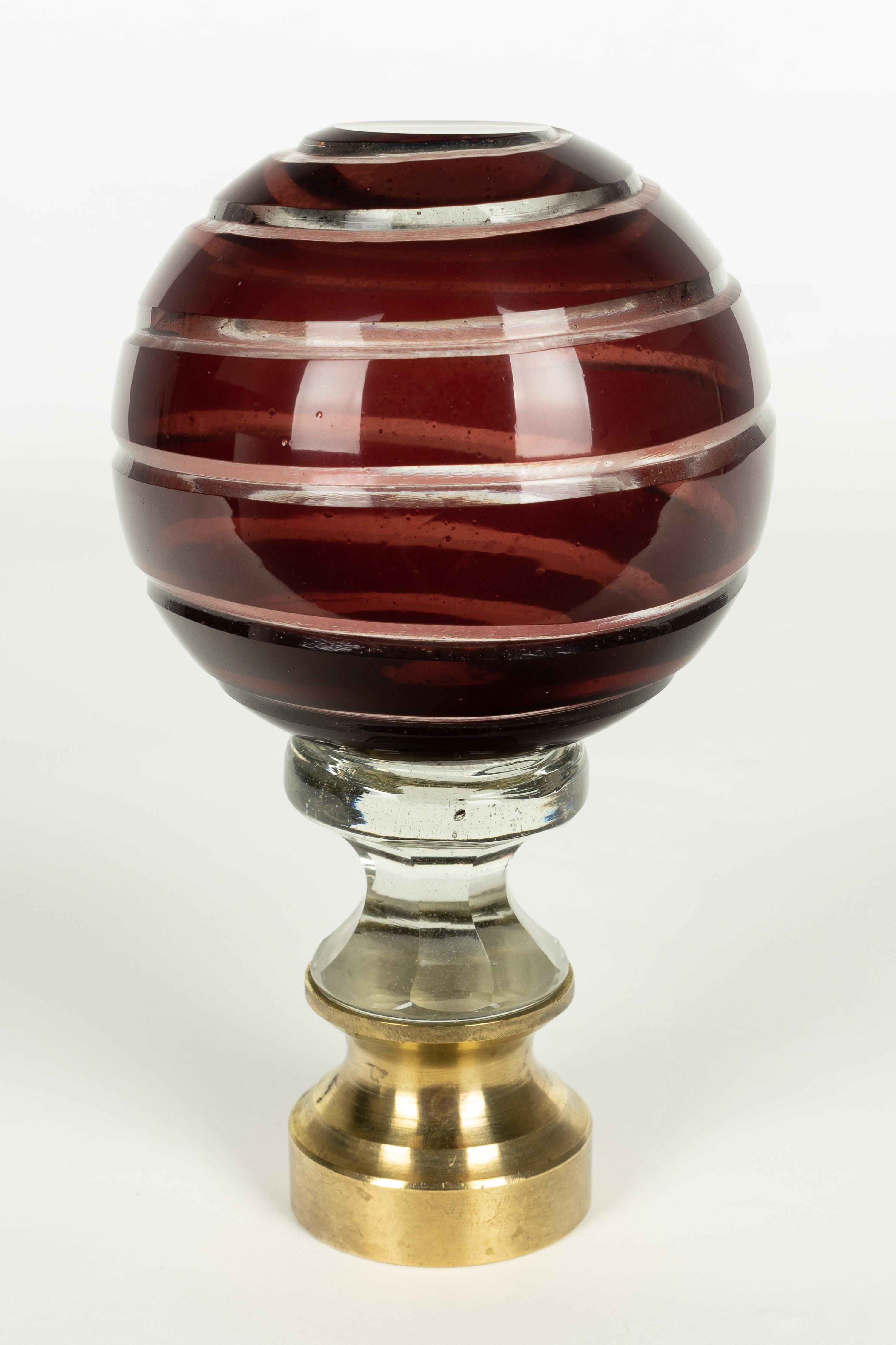 French Glass Boule d'Escalier or Newel Post Finial In Good Condition In Winter Park, FL