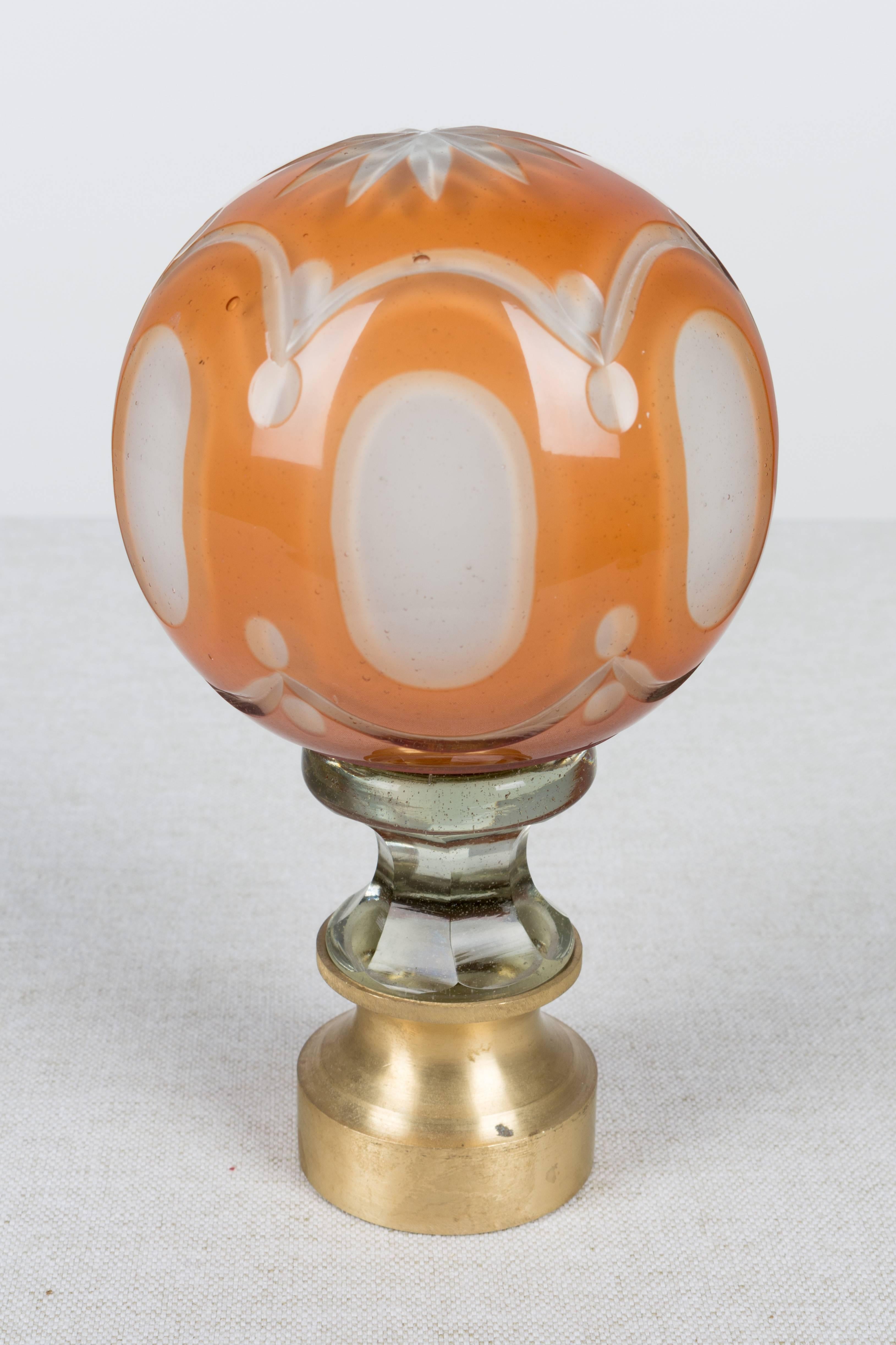 Cast French Glass Boule d'Escalier or Newel Post Finial