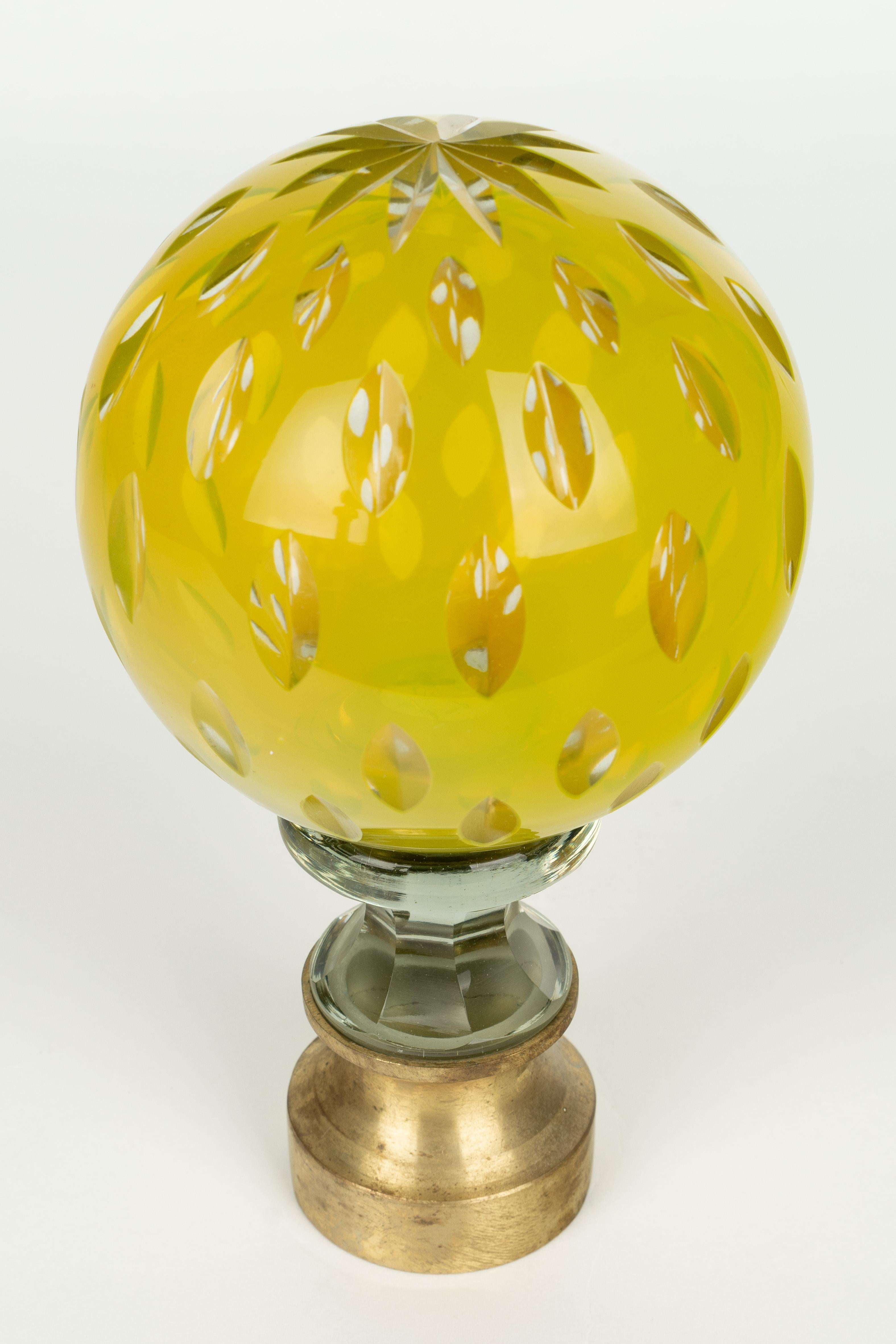 French Glass Boule d'escalier or Newel Post Finial In Good Condition In Winter Park, FL