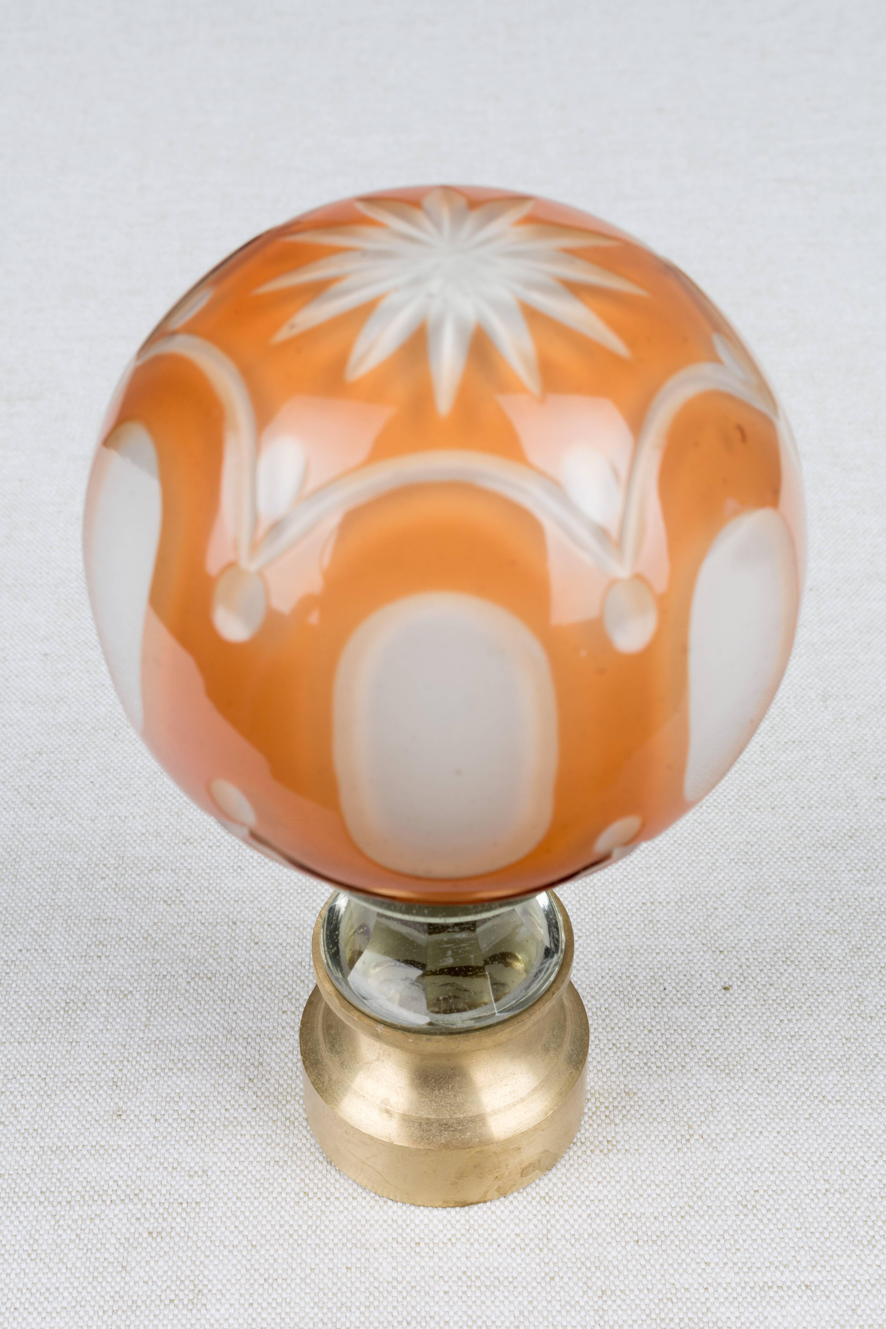French Glass Boule d'Escalier or Newel Post Finial In Excellent Condition In Winter Park, FL