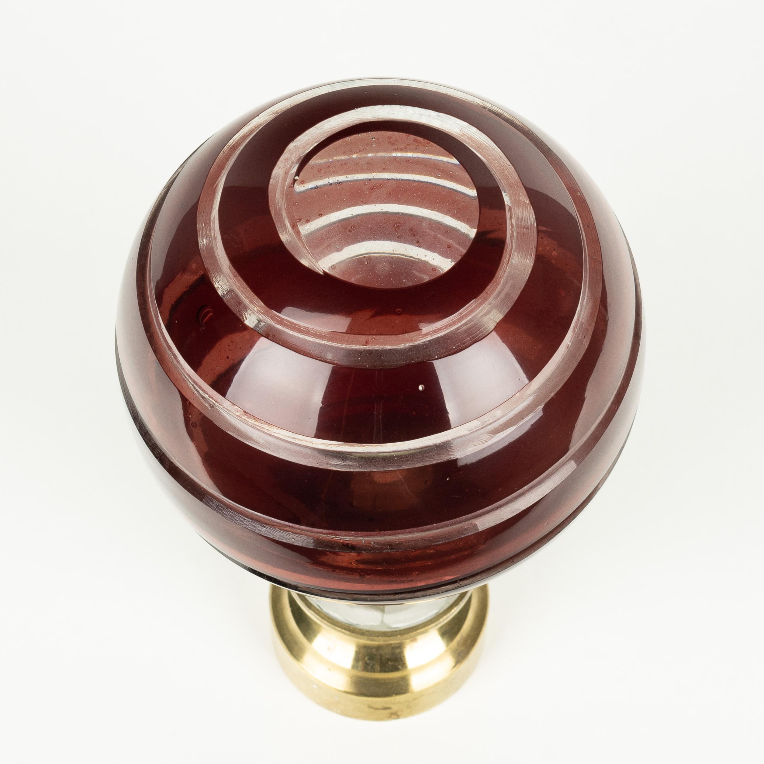 Brass French Glass Boule d'Escalier or Newel Post Finial