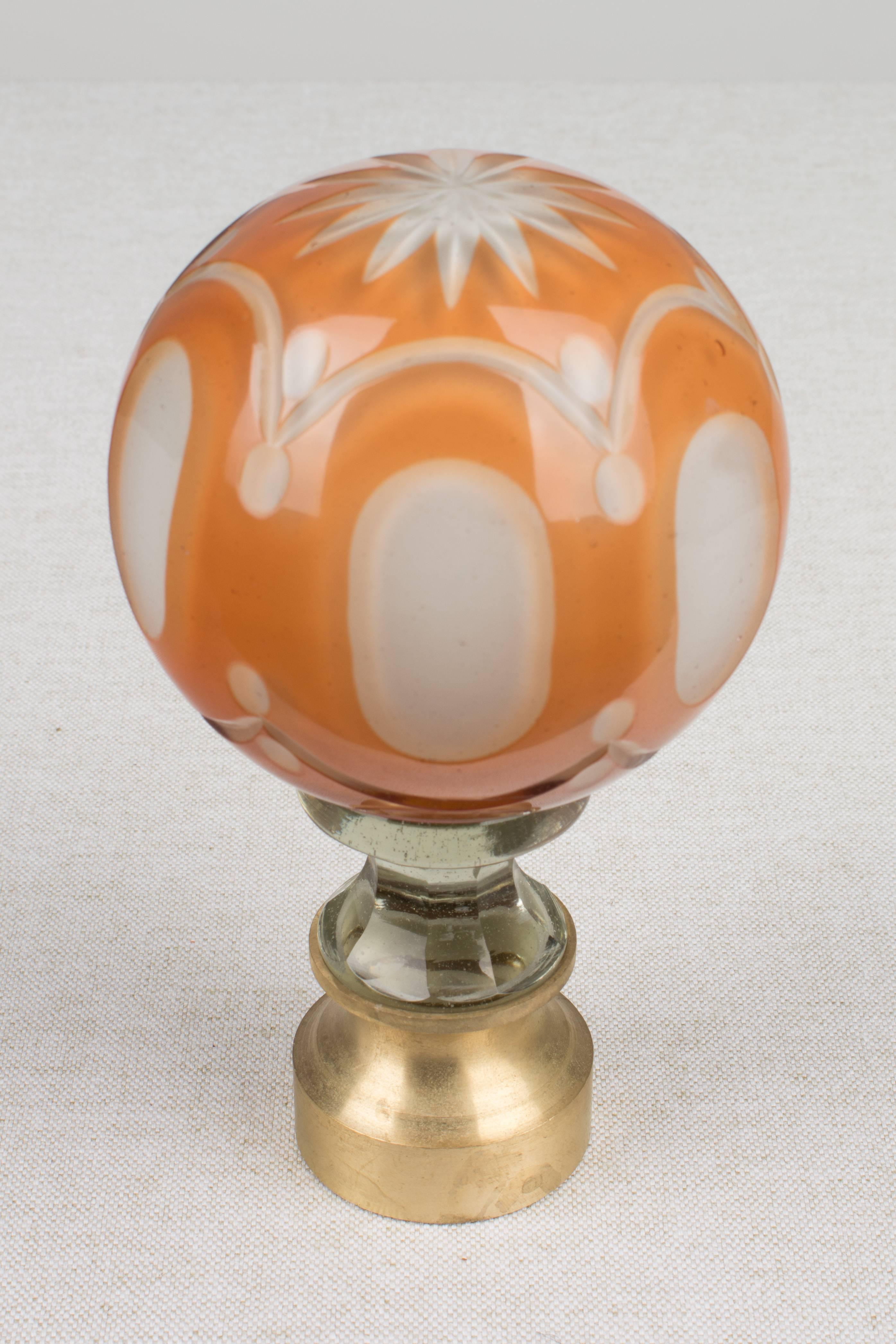 19th Century French Glass Boule d'Escalier or Newel Post Finial