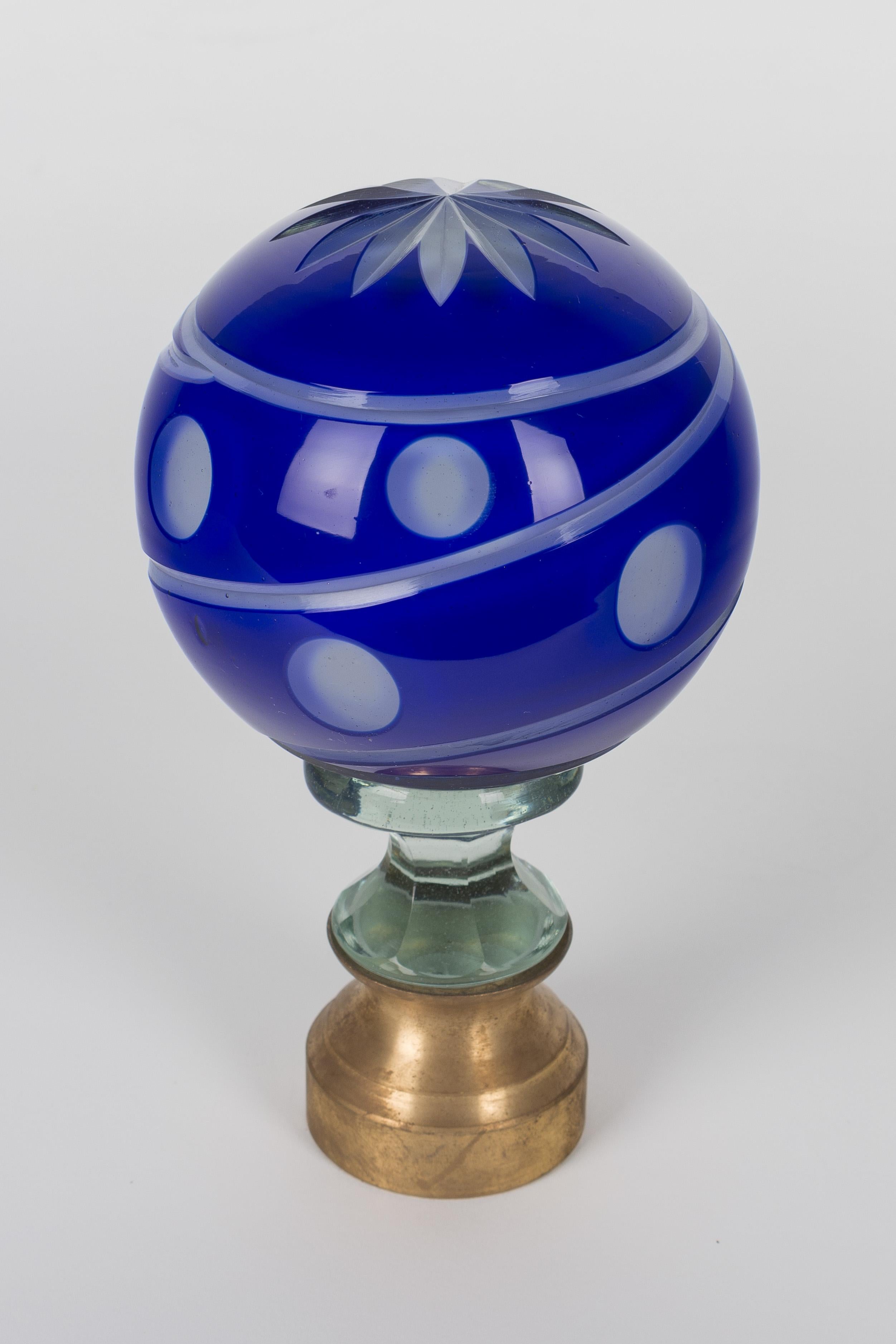 20th Century French Glass Boule d'Escalier or Newel Post Finial
