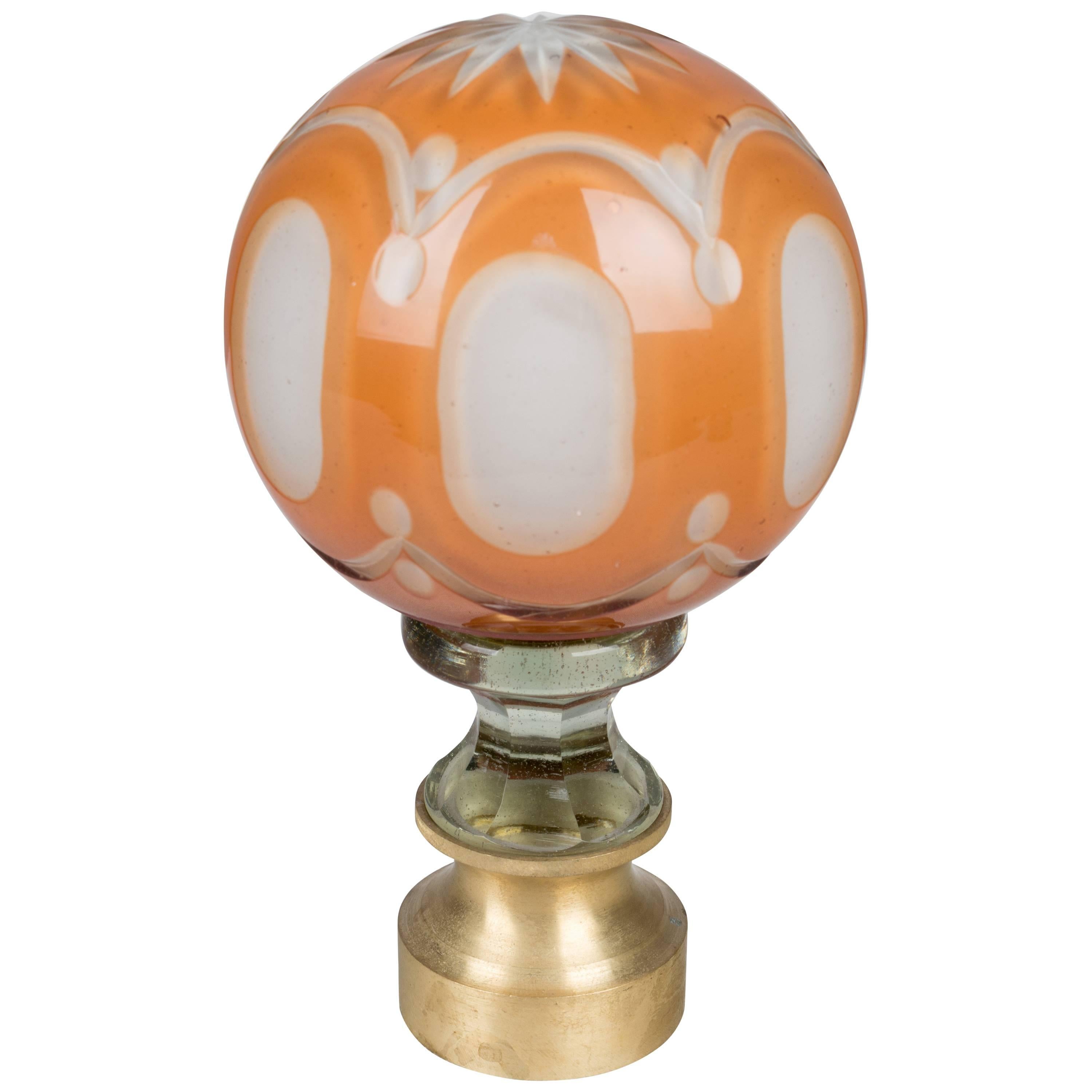 French Glass Boule d'Escalier or Newel Post Finial