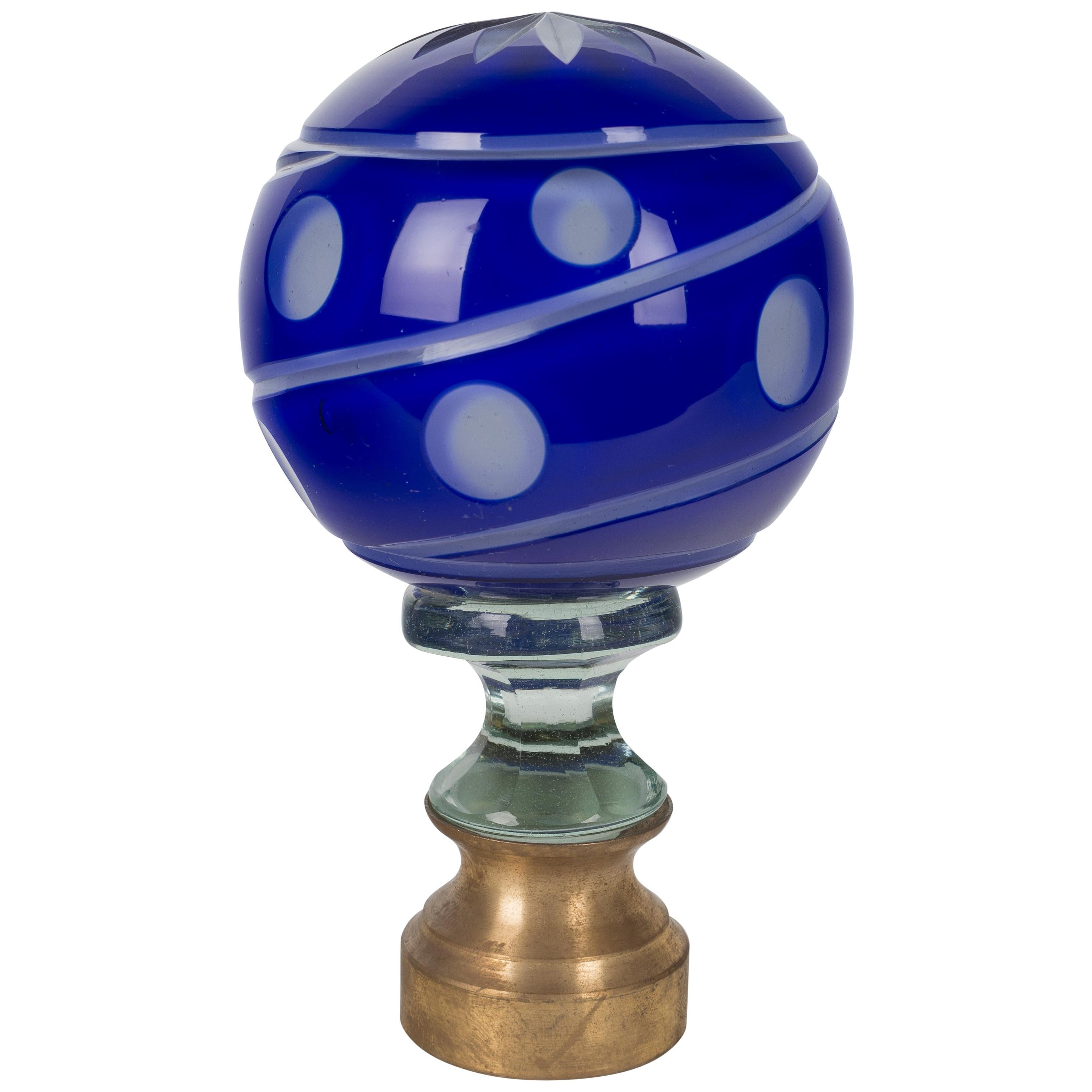 French Glass Boule d'Escalier or Newel Post Finial