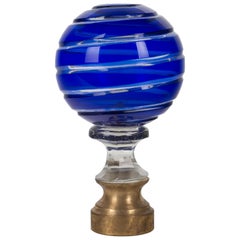 Antique French Glass Boule d'Escalier or Newel Post Finial