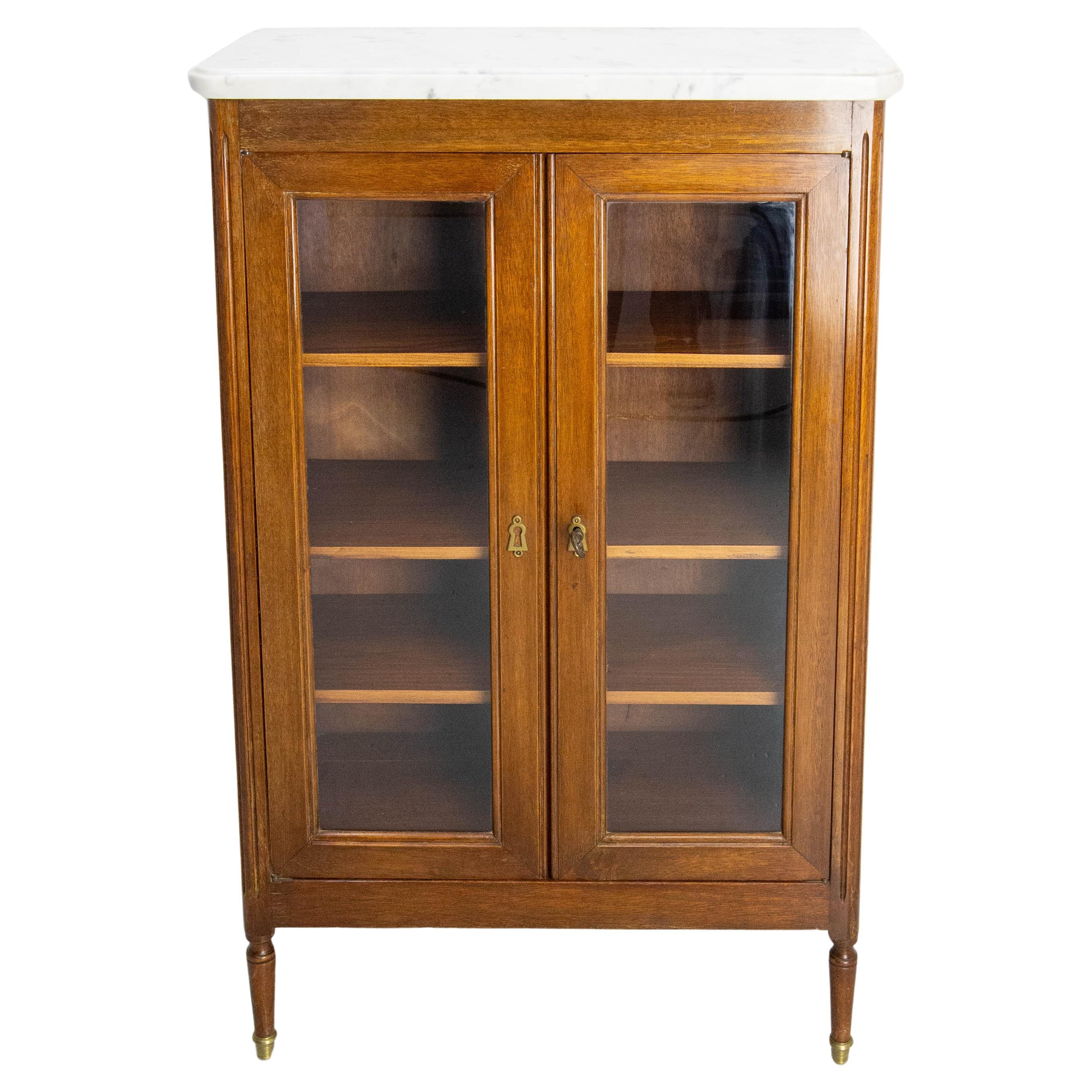 French Glass Cabinet or Little Vitrine Massive Iroko, French, circa 1920 For Sale