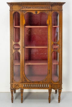 French Glass Cabinet or Vitrine Poplar, Louis 16 Style, circa 1900