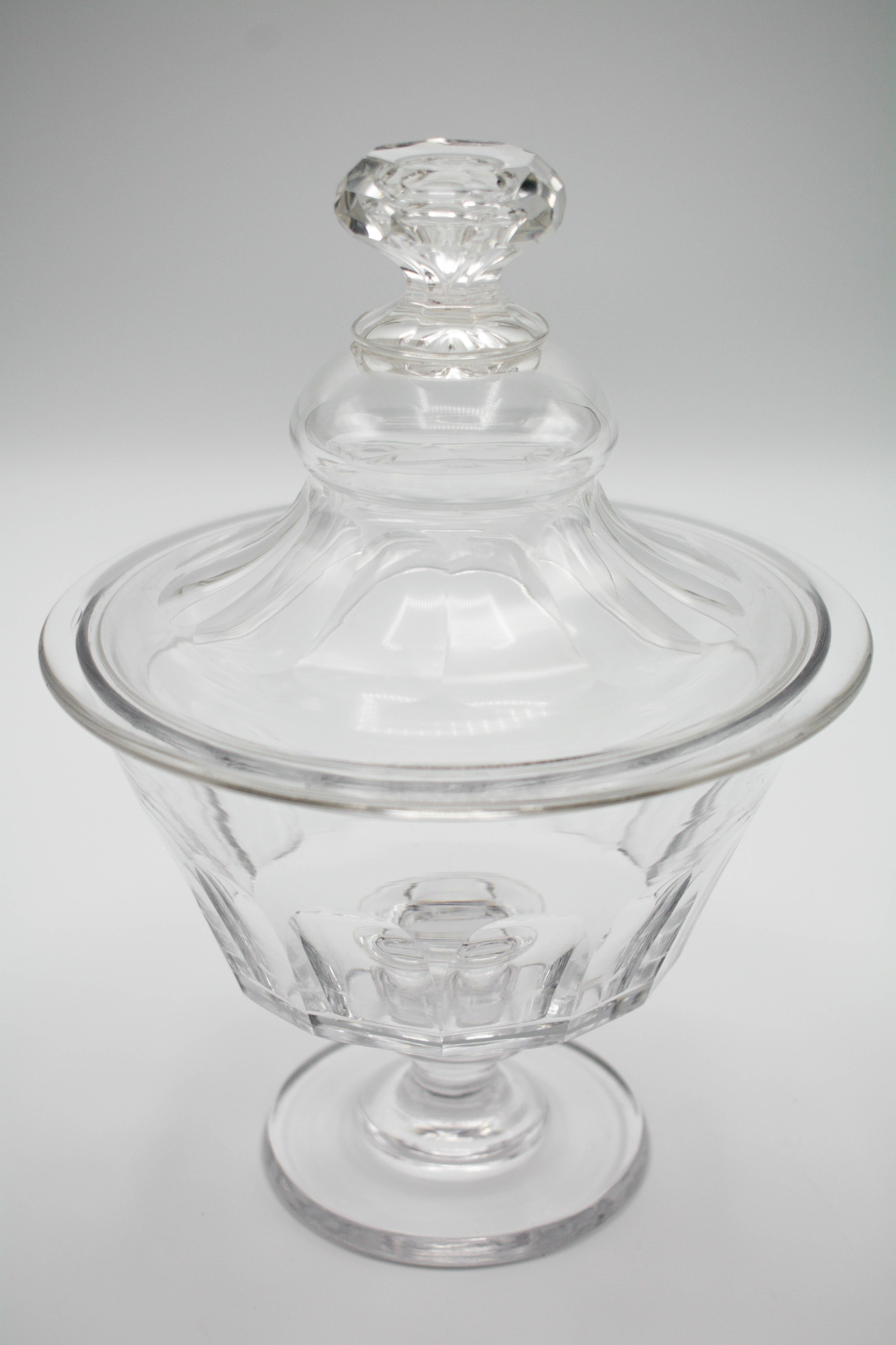 Hand-Crafted French Glass Candy Jar For Sale
