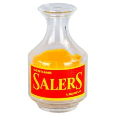 Vintage French Glass Carafe Advertising Salers Liqueur, 20th Century