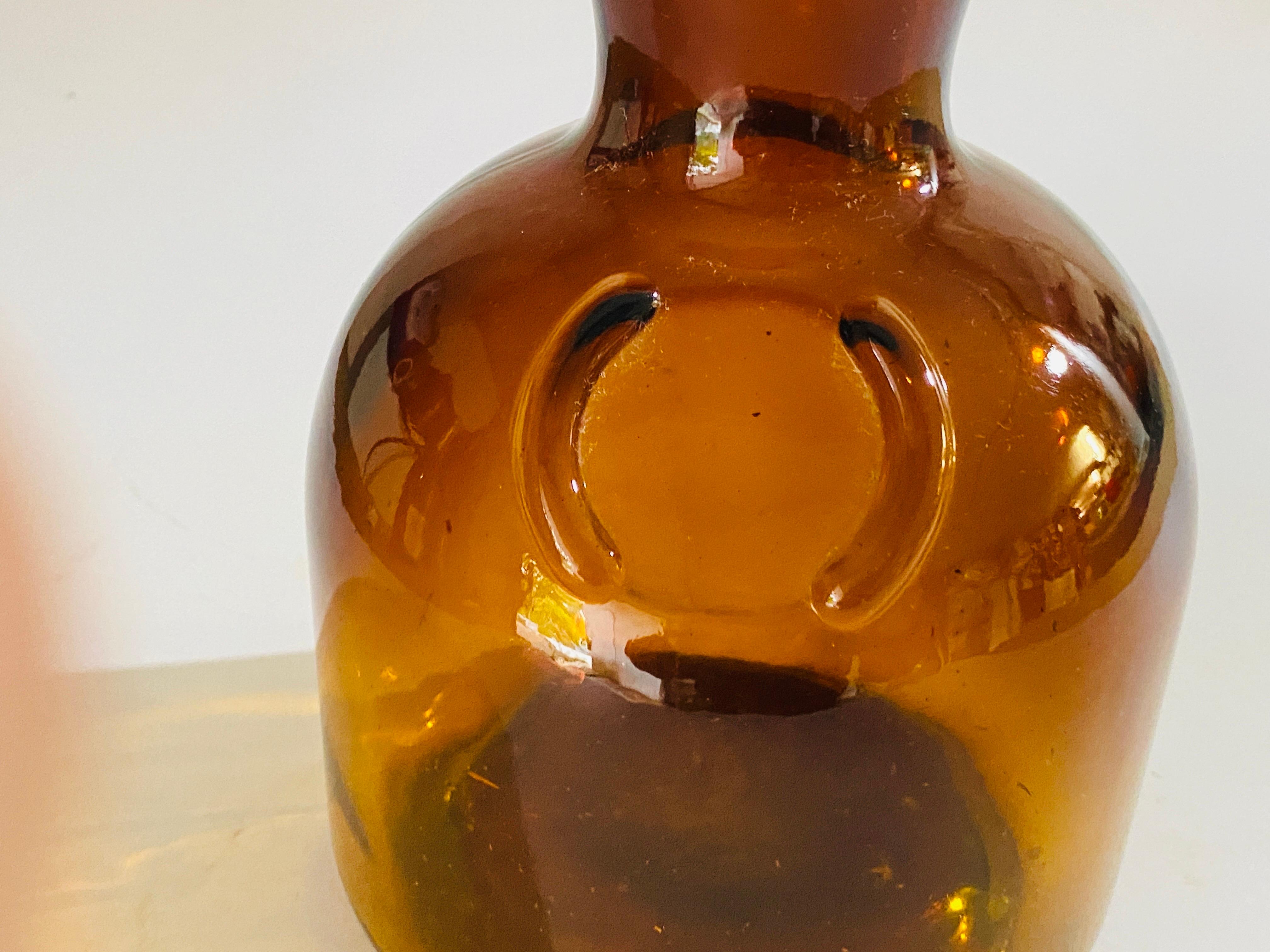 French Glass Cobalt Brown Color Bottle, 1930s For Sale 3