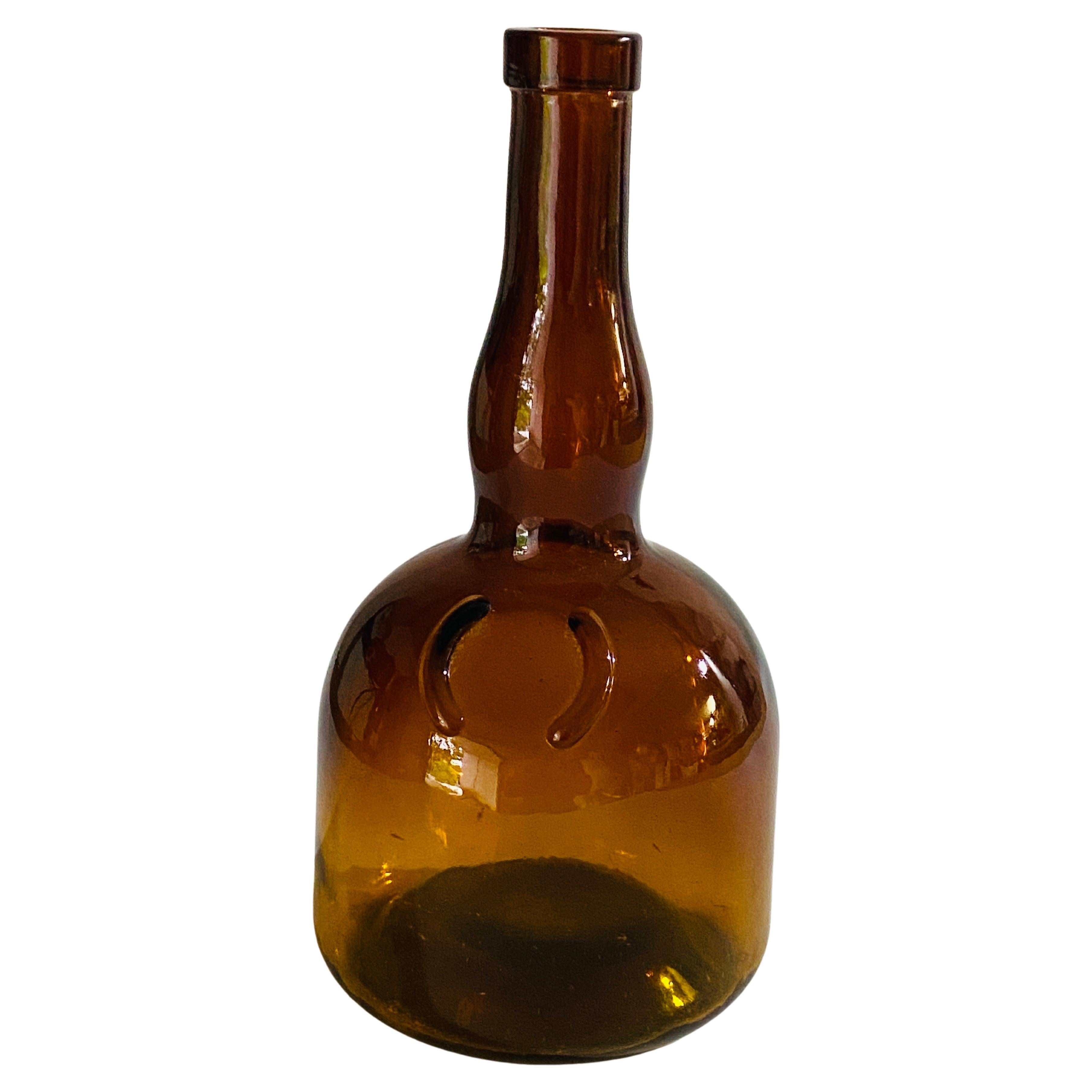 French Glass Cobalt Brown Color Bottle, 1930s For Sale