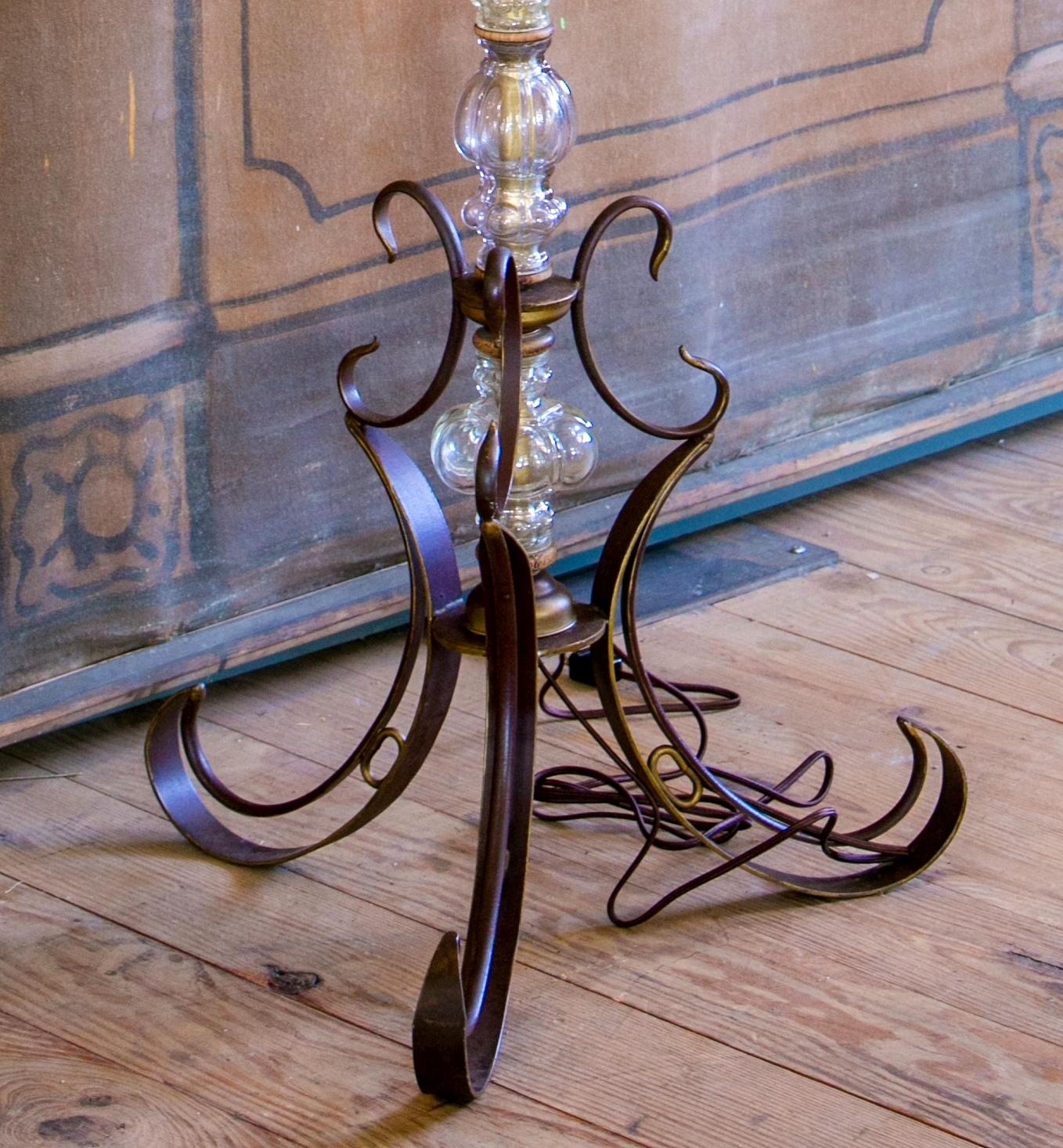 Modern French Glass Floor Lamp from the 1940s For Sale
