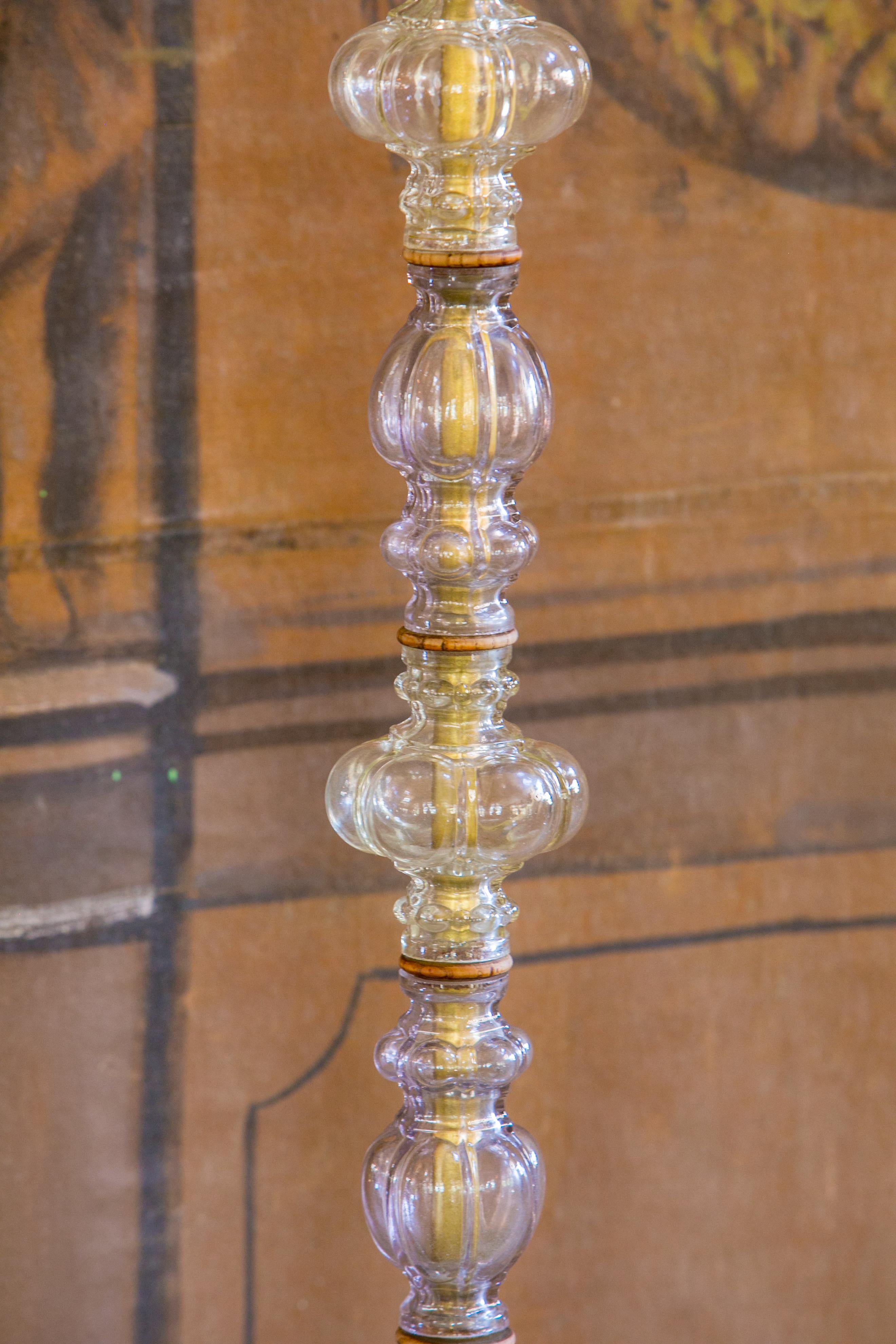Cast French Glass Floor Lamp from the 1940s For Sale