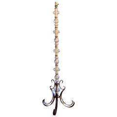 French Glass And Iron Floor Lamp from the 1940s