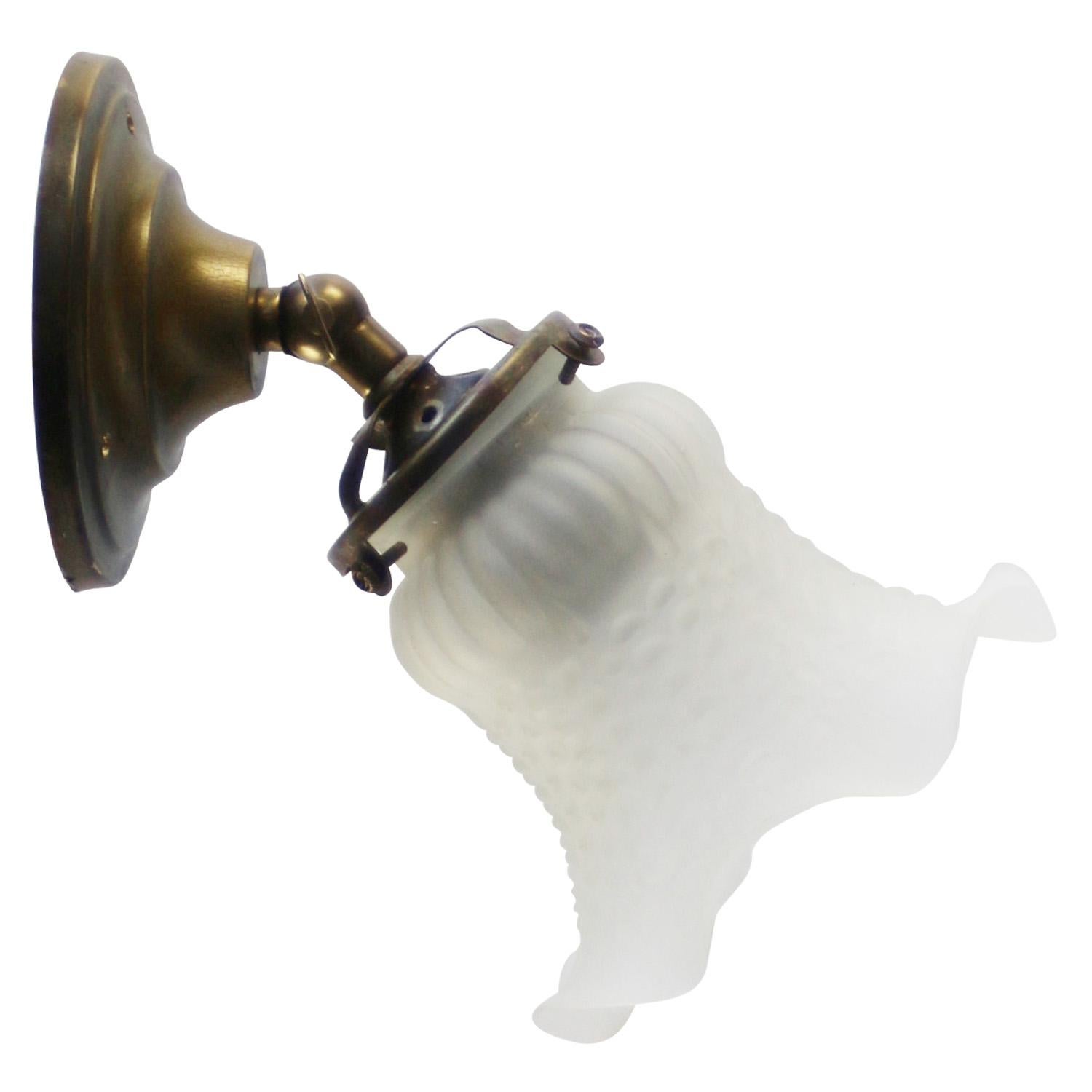 French glass frosted Glass Flush Mount Ceiling Lamp In Good Condition For Sale In Amsterdam, NL