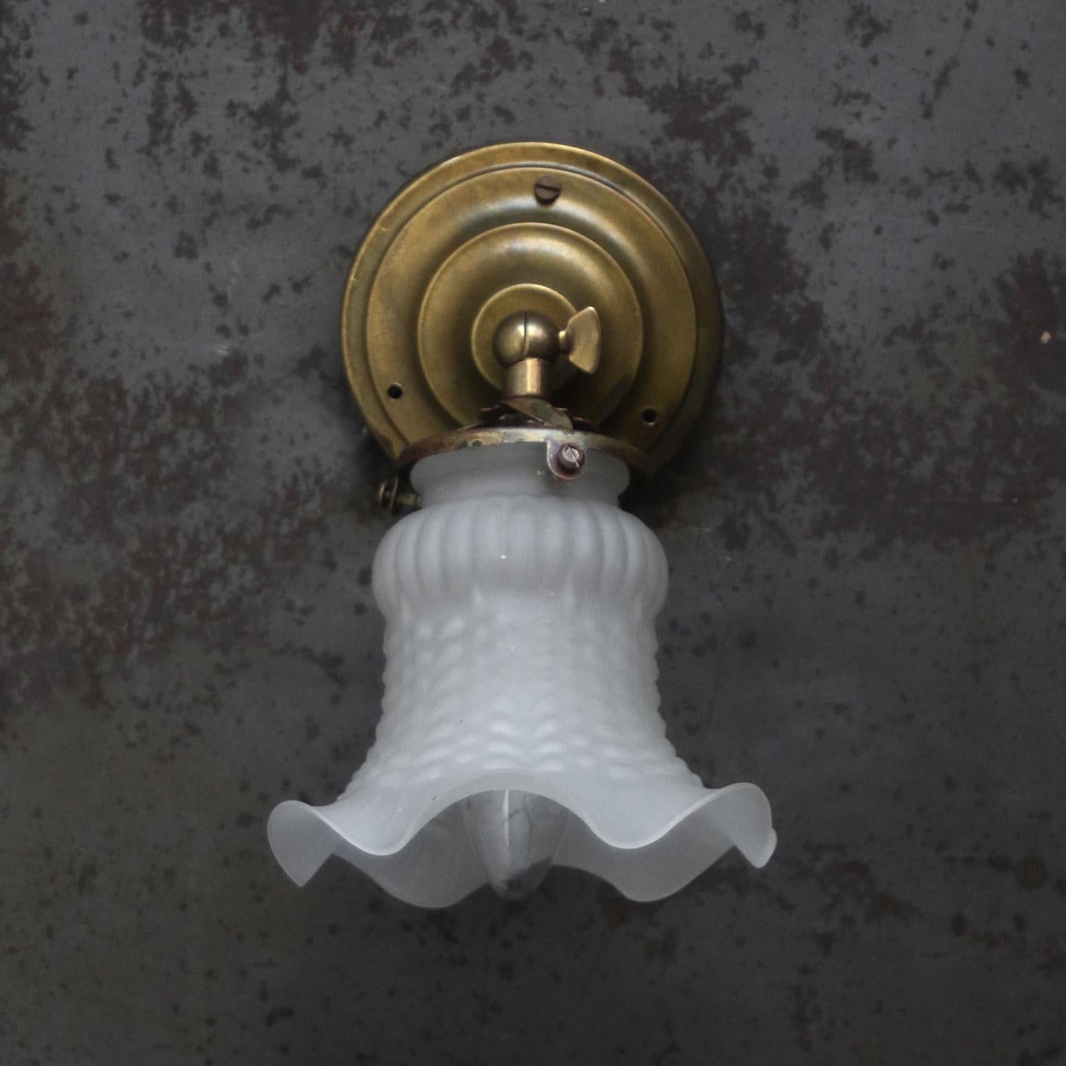 20th Century French glass frosted Glass Flush Mount Ceiling Lamp For Sale