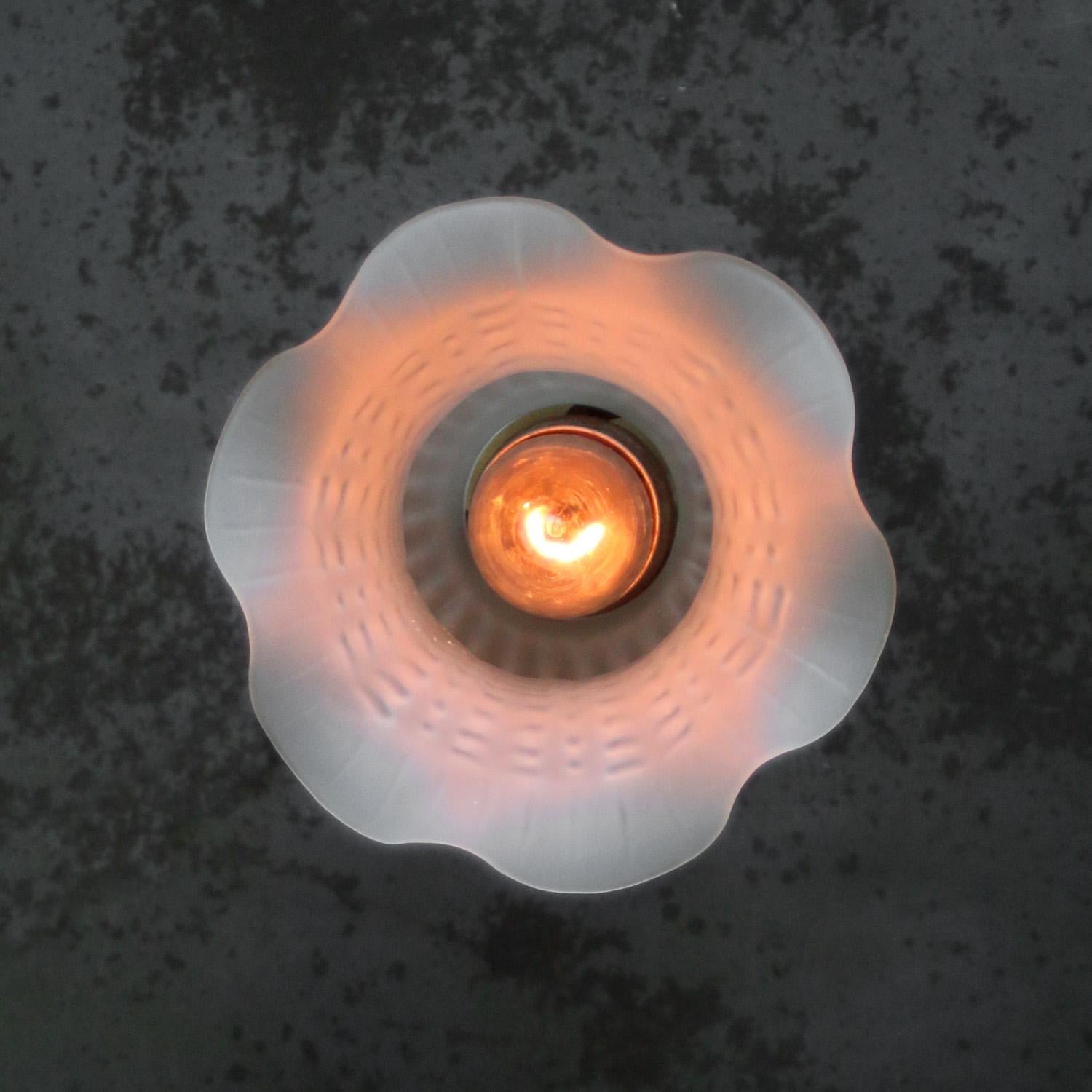 Brass French glass frosted Glass Flush Mount Ceiling Lamp For Sale