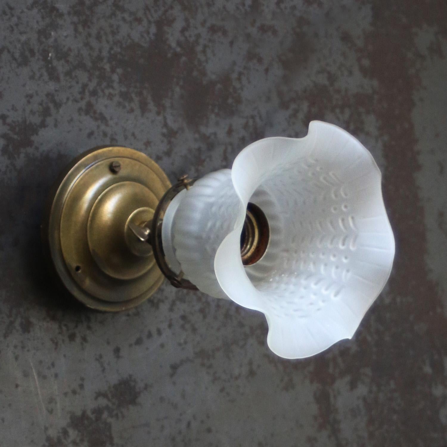 French glass frosted Glass Flush Mount Ceiling Lamp For Sale 2