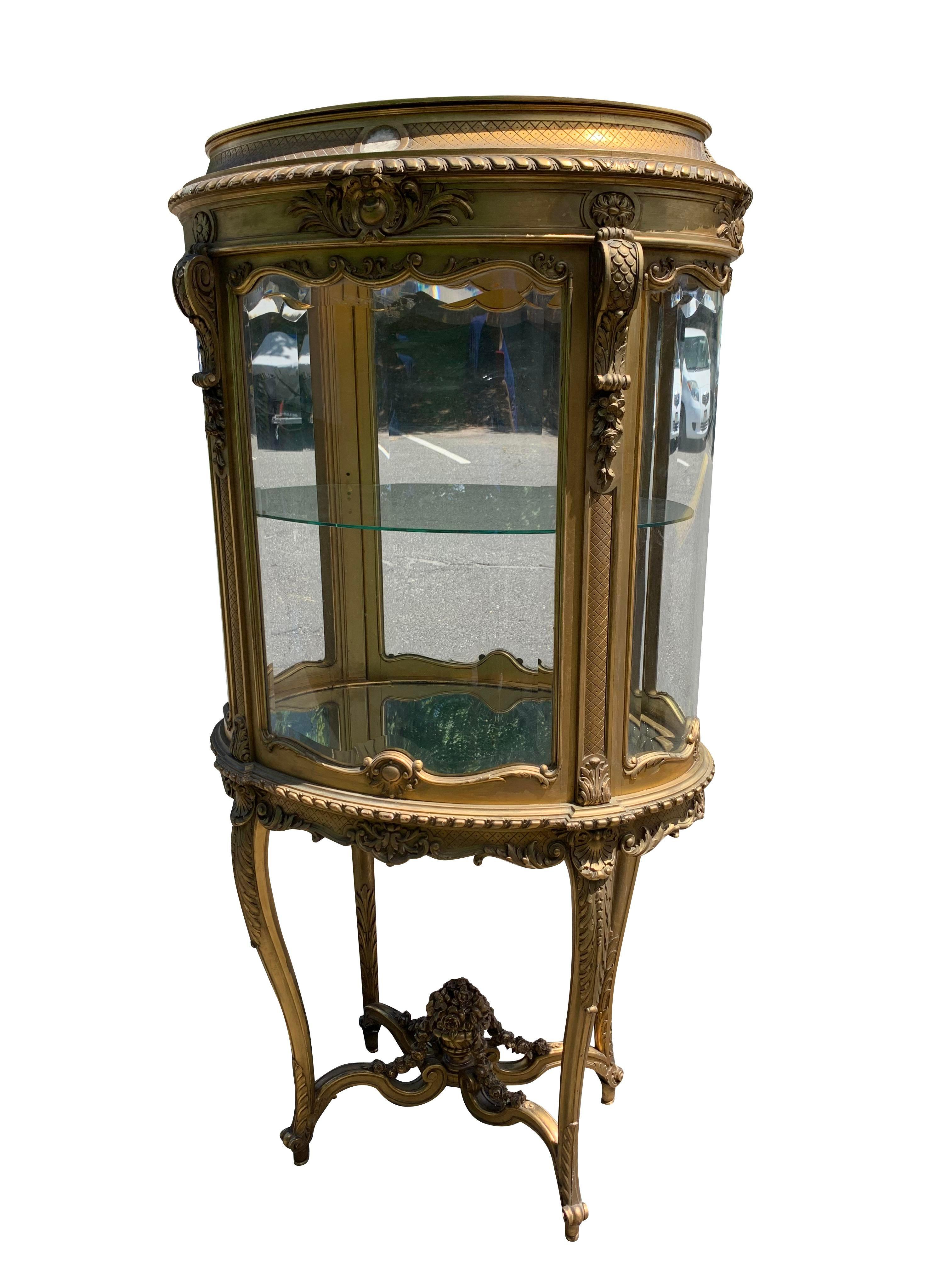 French Glass Gold Gilt Curio Display Cabinet 3