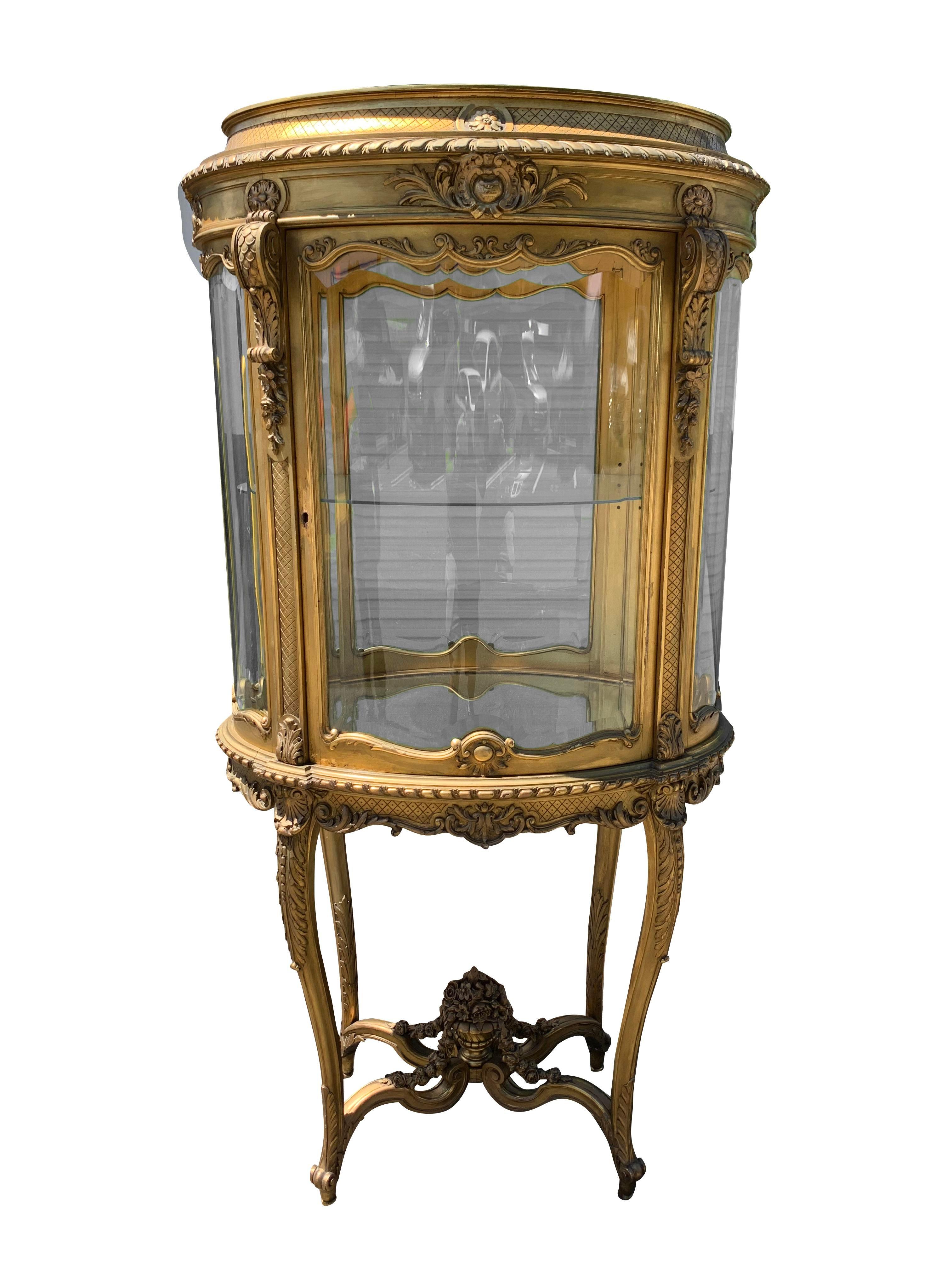 French Glass Gold Gilt Curio Display Cabinet 5