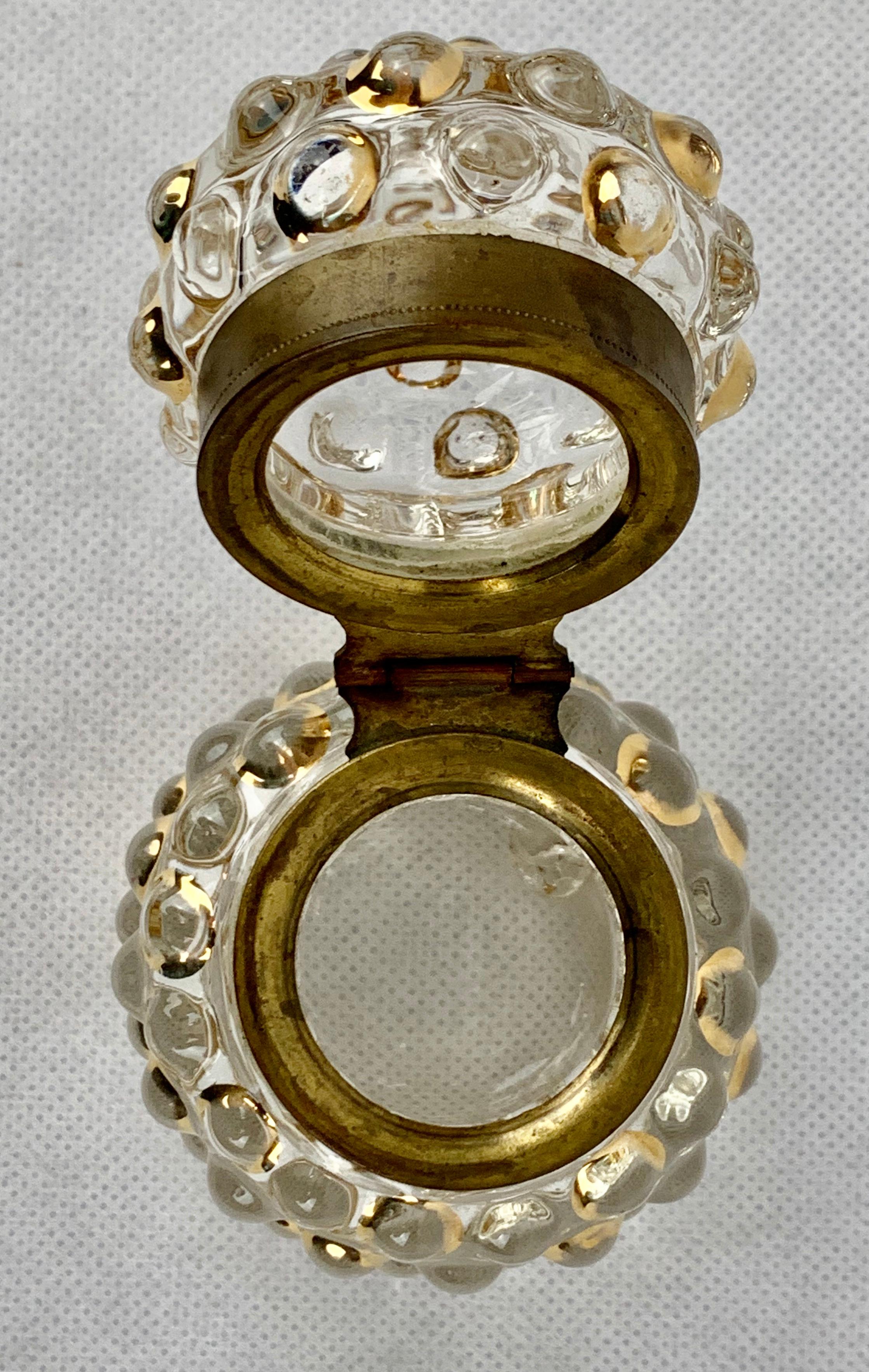 Hand-Crafted Gilt Bubble Design French Glass Inkwel