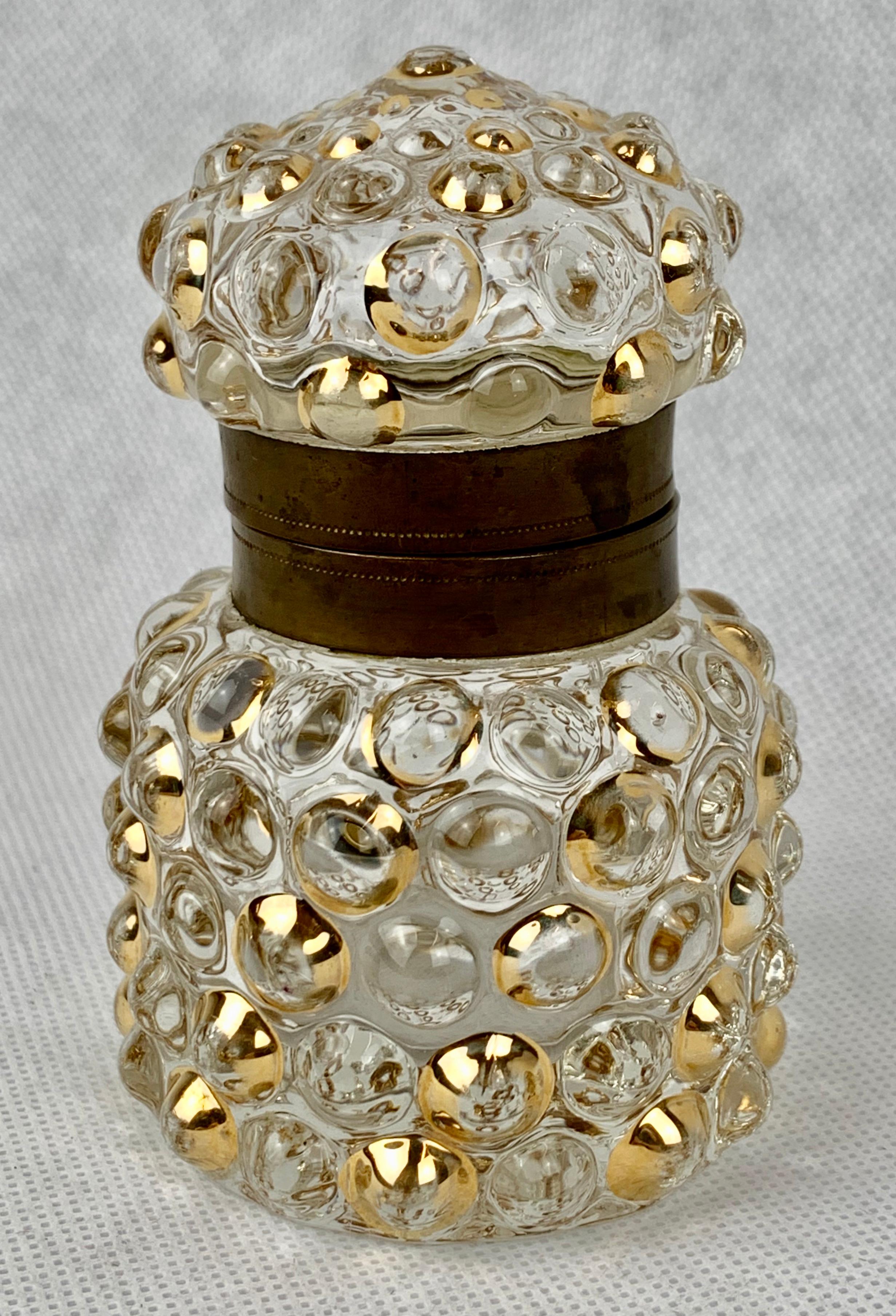 Gilt Bubble Design French Glass Inkwel 1