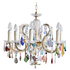 French Glass Marie Thérèse Chandelier with Multicolored Drops