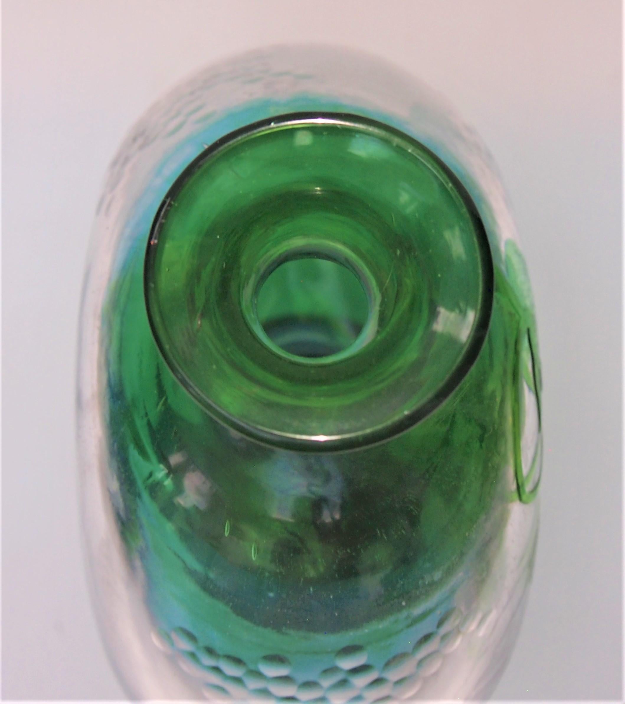 Late 19th Century French glass Meisenthal bluegreen cameo and Martelé vase -Désiré Christian c1890 For Sale