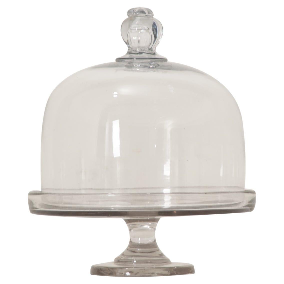 French Glass Pastry Display Dome on Pedestal For Sale