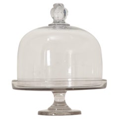 Antique French Glass Pastry Display Dome on Pedestal