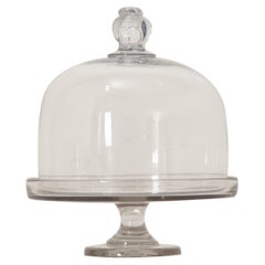 French Glass Pastry Display Dome on Pedestal